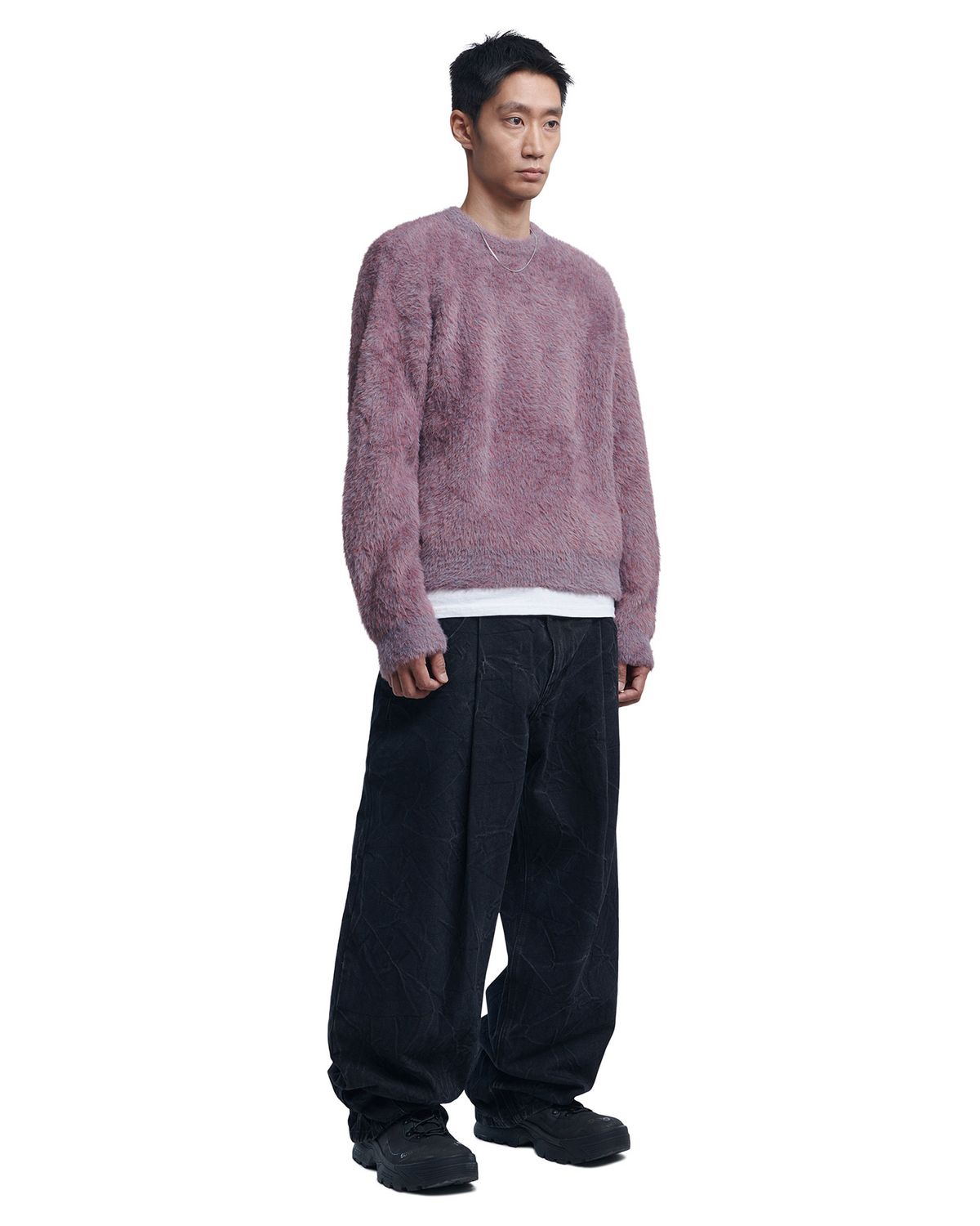노매뉴얼(NOMANUAL) CROPPED HAIRY KNIT - ROSE