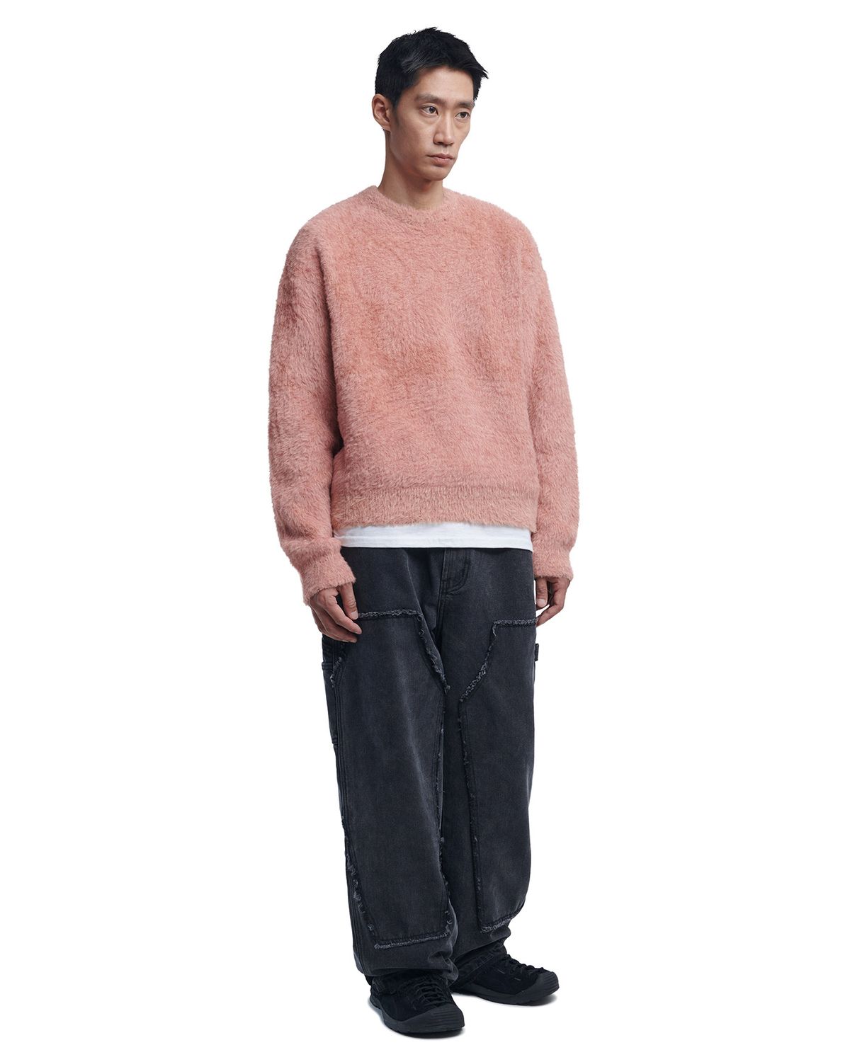 노매뉴얼(NOMANUAL) CROPPED HAIRY KNIT - PEACH