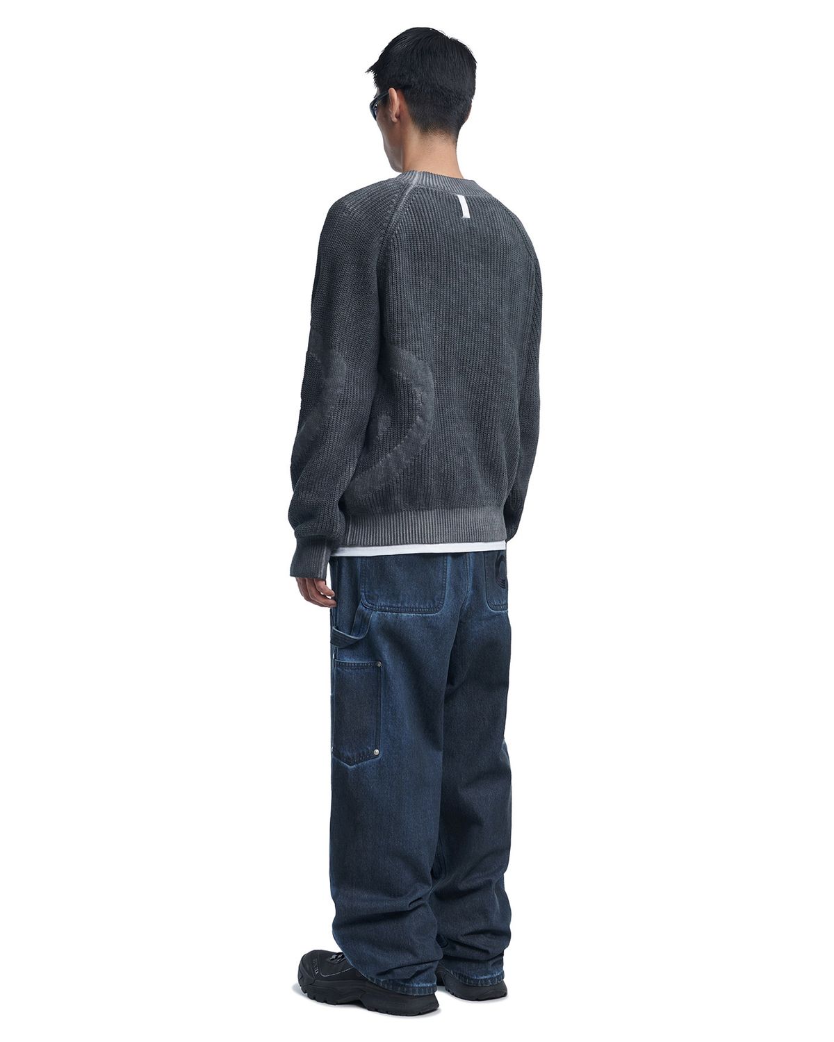 노매뉴얼(NOMANUAL) L.S WASHED KNIT - WASHED BLACK