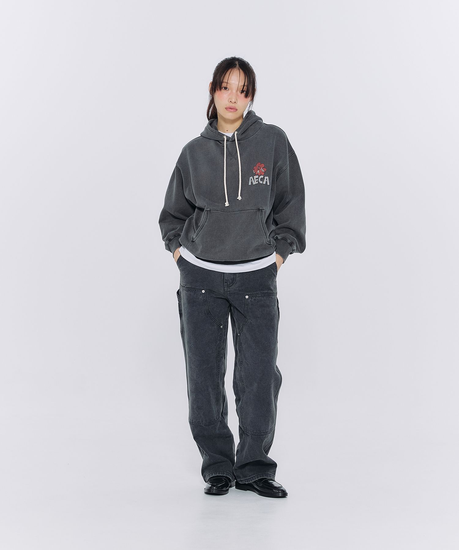 MUSINSA | AECA WHITE CLOVER HOLIDAY HOODIE SWEAT-WASHED CHARCOAL