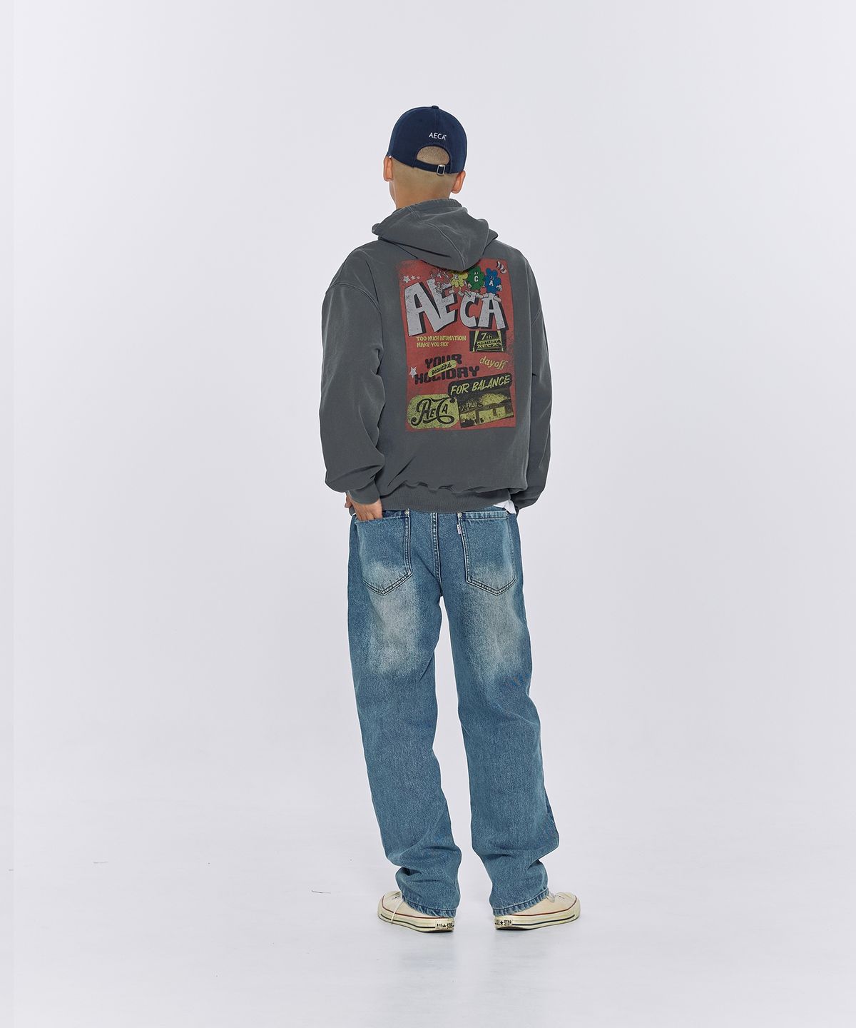에이카화이트(AECA) CLOVER HOLIDAY HOODIE SWEAT-WASHED CHARCOAL