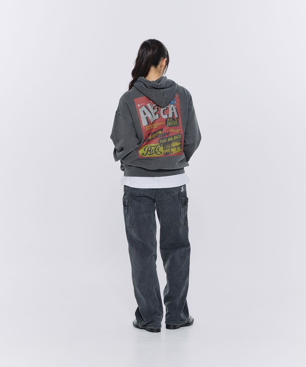 에이카화이트(AECA) CLOVER HOLIDAY HOODIE SWEAT-WASHED CHARCOAL