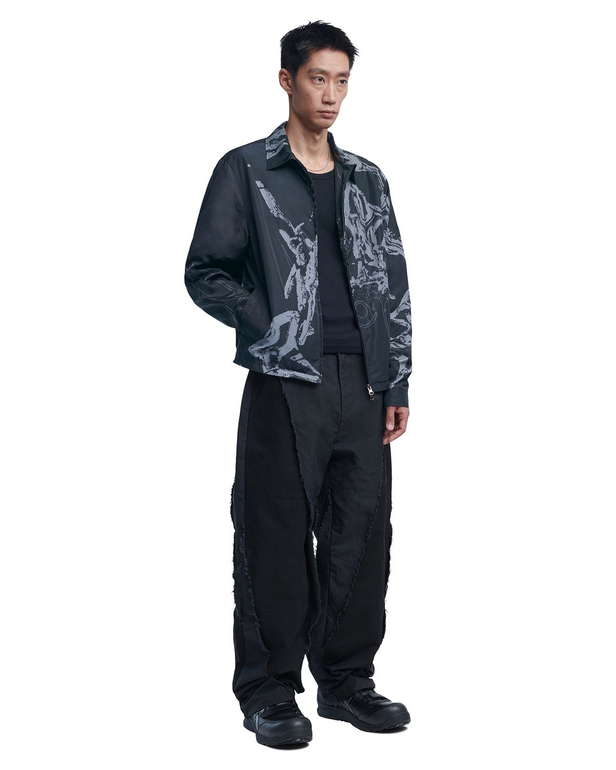 노매뉴얼(NOMANUAL) W.F GRAPHIC SHIRT JACKET - BLACK