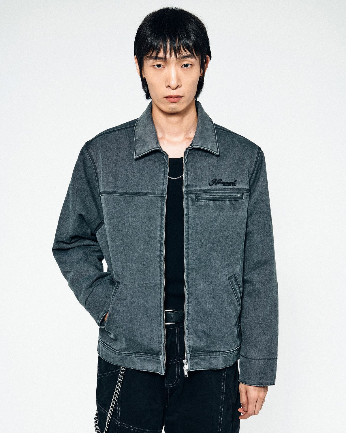 노매뉴얼(NOMANUAL) WASHED WORK JACKET - WASHED CHARCOAL