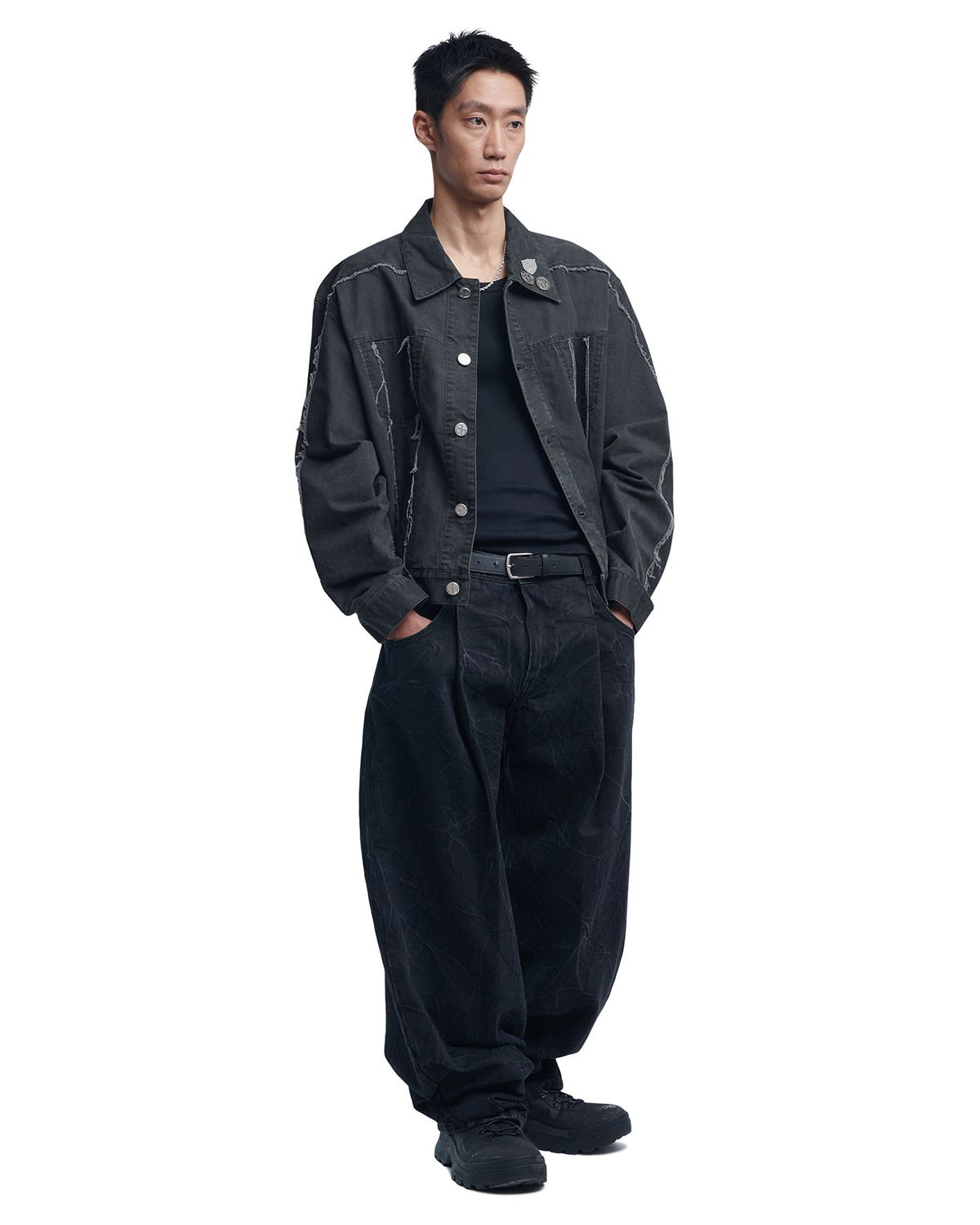 노매뉴얼(NOMANUAL) R.E TRUCKER JACKET - WASHED CHARCOAL