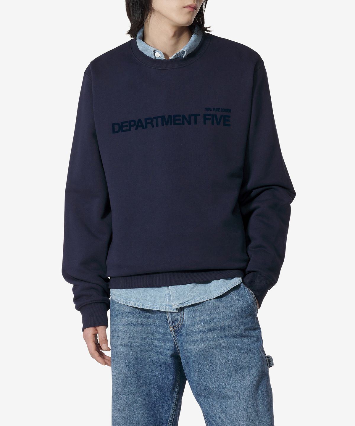 디파트먼트 파이브(DEPARTMENT FIVE) 로고 맨투맨 - 네이비 / UF5072FF0024000PF2816