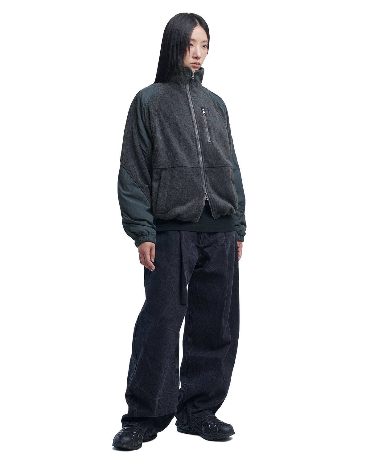 노매뉴얼(NOMANUAL) T.S FLEECE JACKET - CHARCOAL