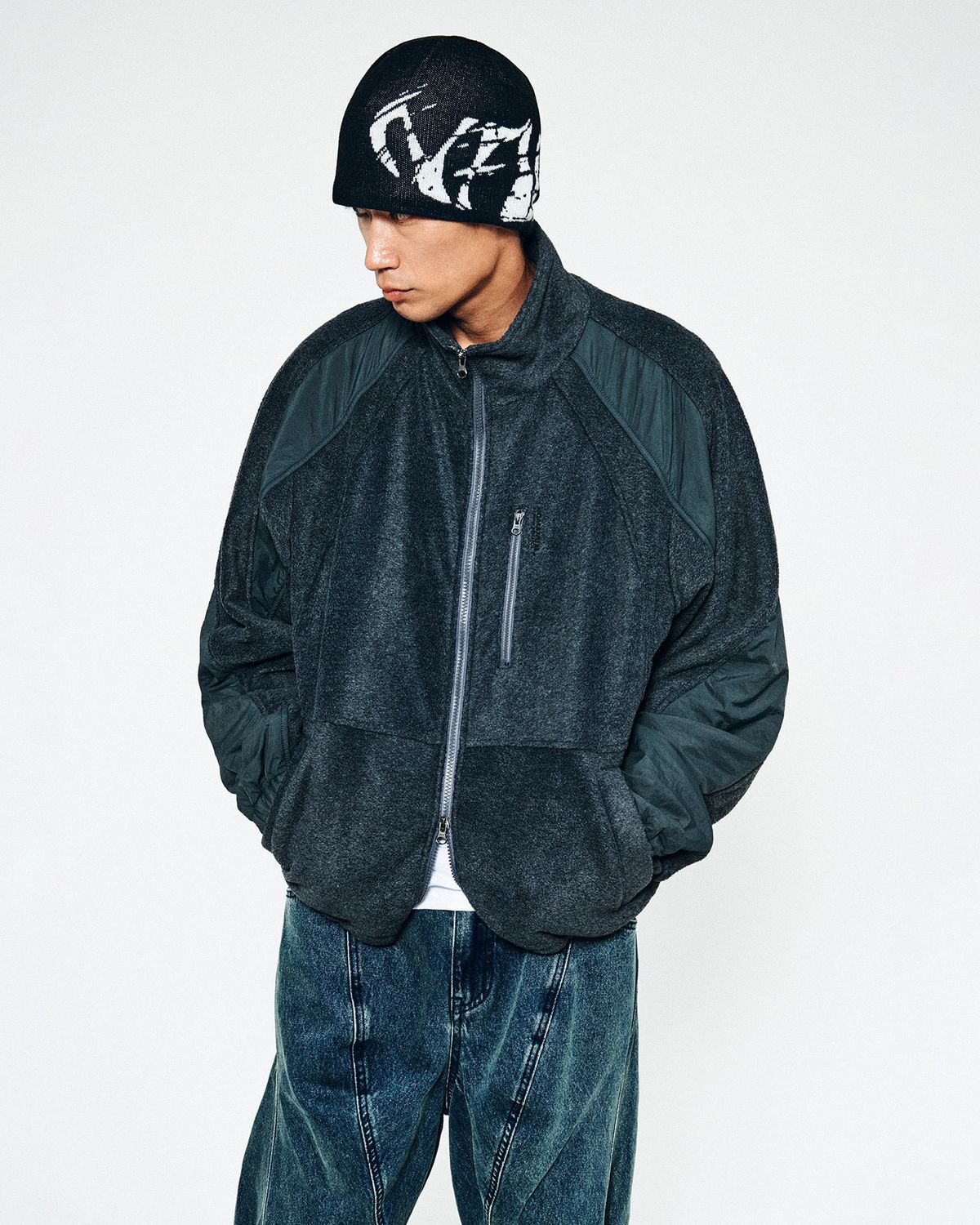노매뉴얼(NOMANUAL) T.S FLEECE JACKET - CHARCOAL