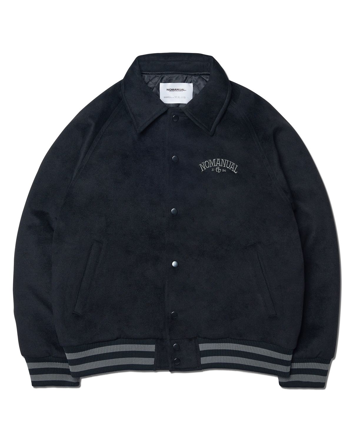 노매뉴얼(NOMANUAL) W.S VARSITY JACKET - BLACK