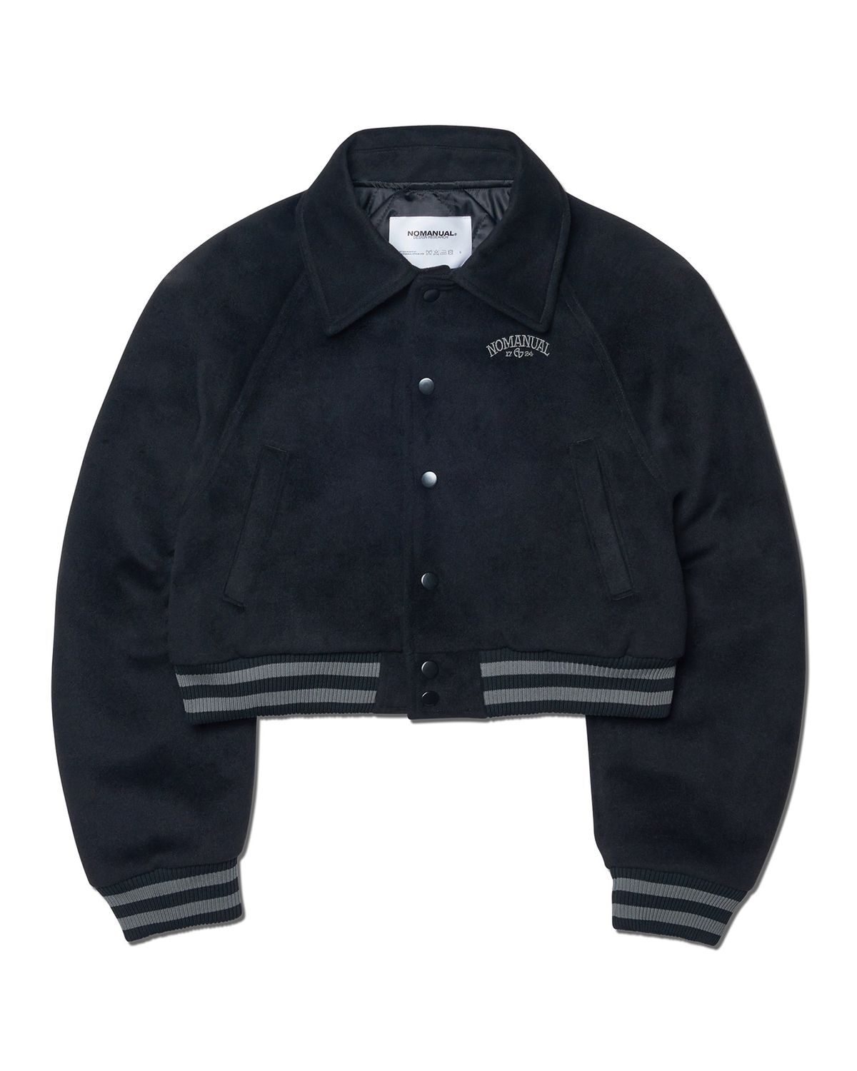 노매뉴얼(NOMANUAL) W.S VARSITY JACKET - BLACK
