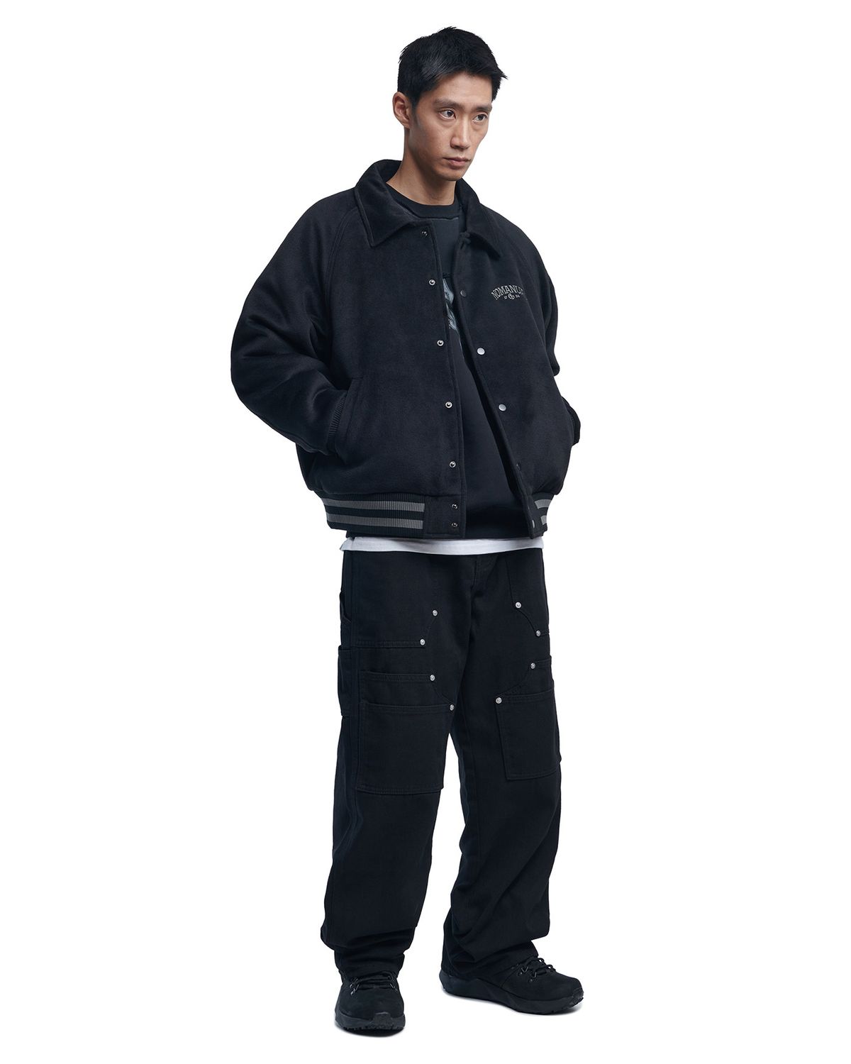 노매뉴얼(NOMANUAL) W.S VARSITY JACKET - BLACK