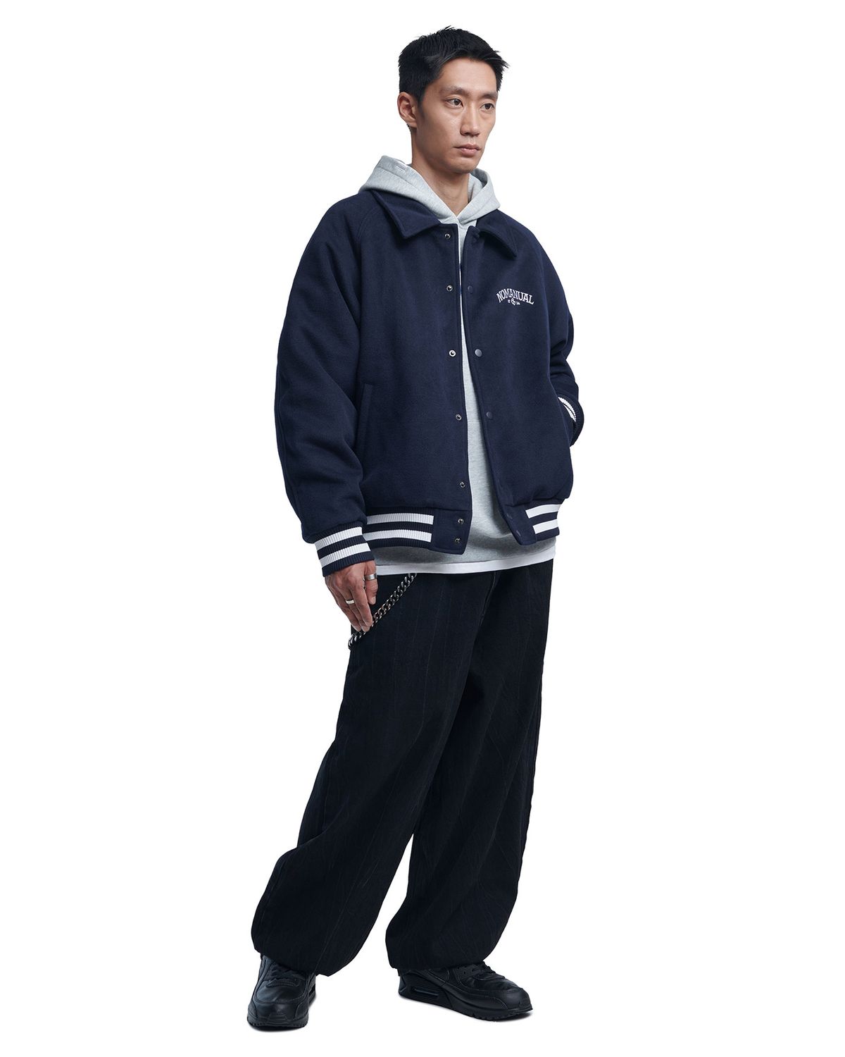 노매뉴얼(NOMANUAL) W.S VARSITY JACKET - DARK NAVY