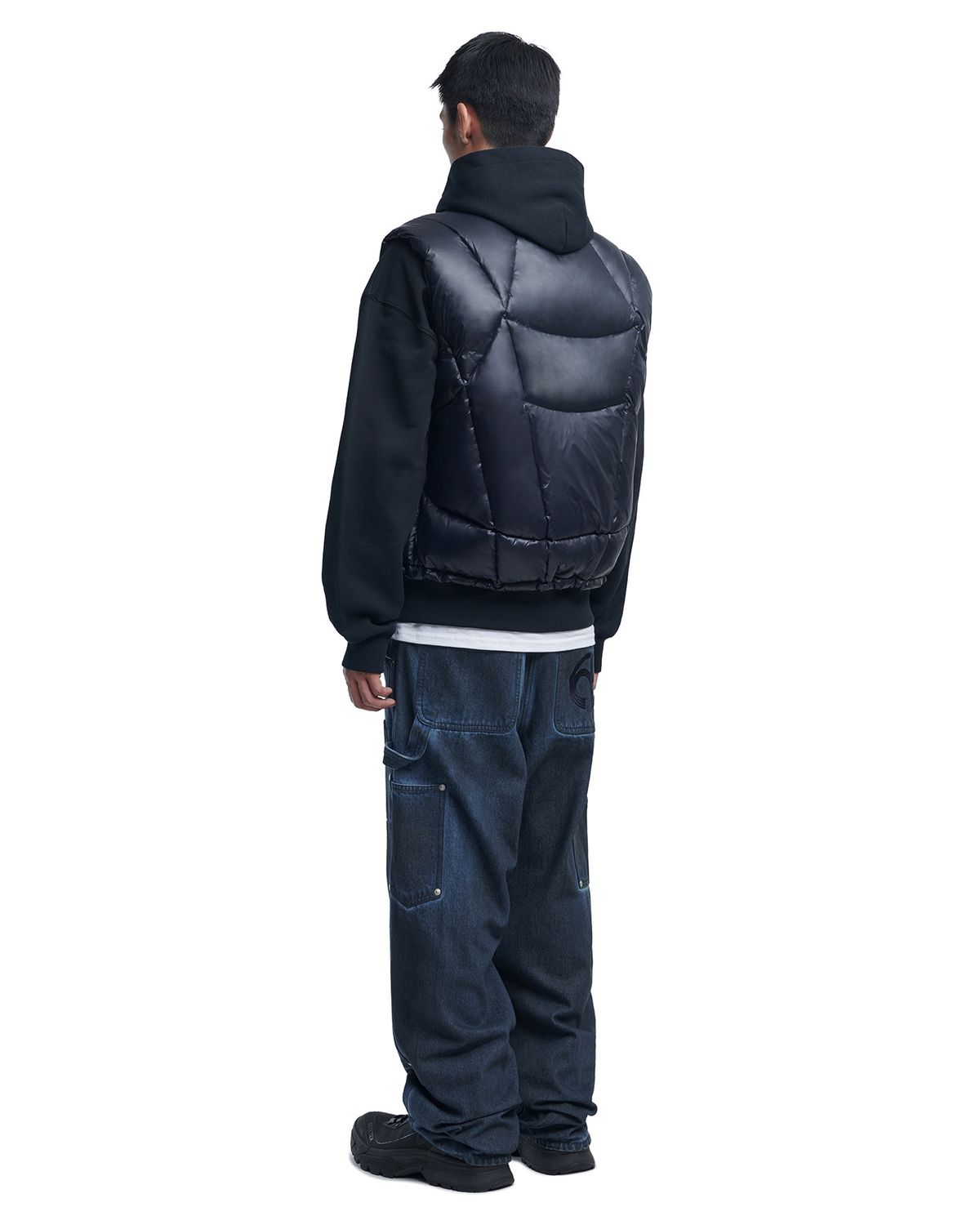 노매뉴얼(NOMANUAL) PARABOLA DUCK DOWN VEST - GLOSSY BLACK