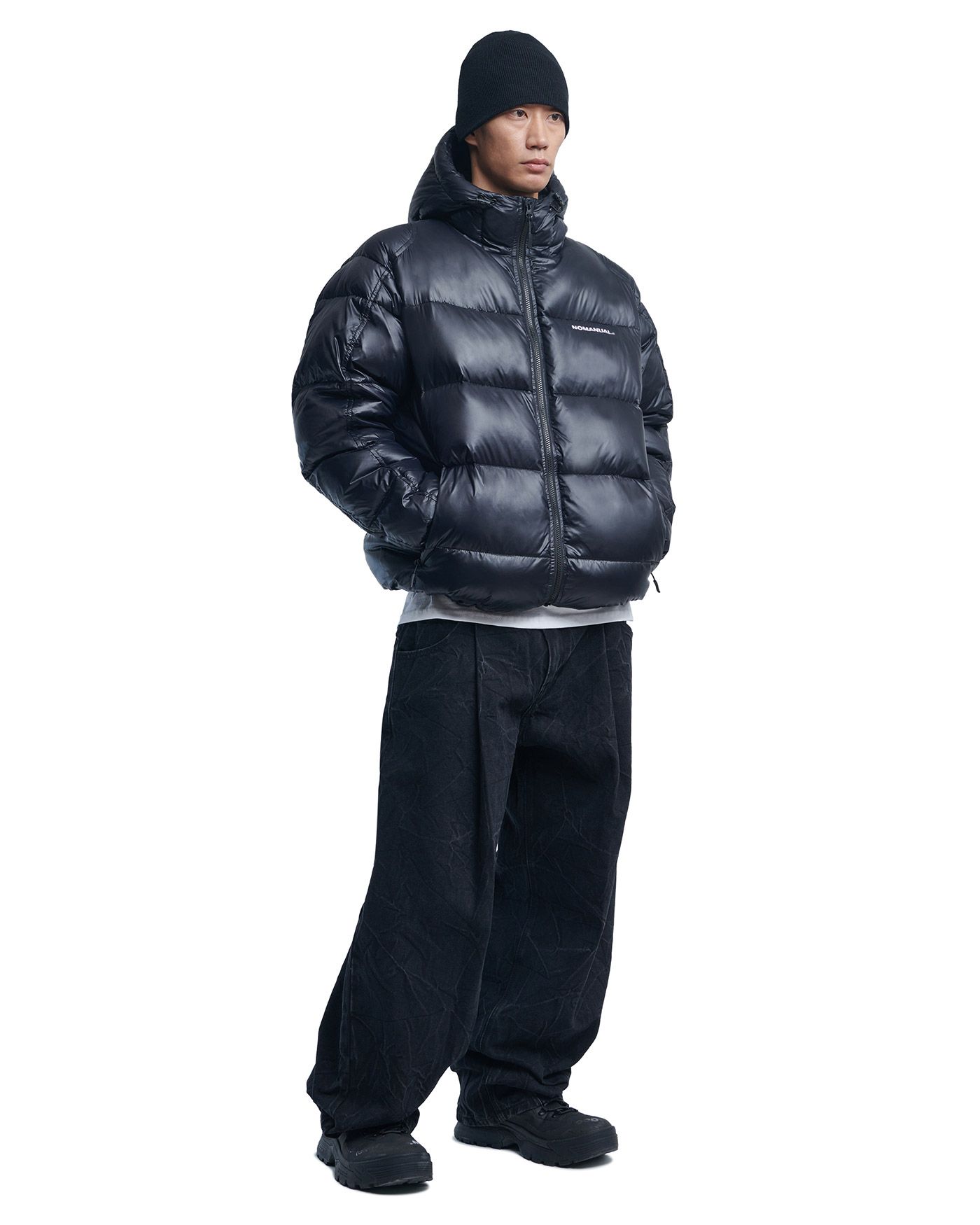 ★NOMANUAL★DIVISION HOODED DUCK DOWN★ MUSINSA | NOMANUAL DIVISION HOODED DUCK DOWN - GLOSSY BLACK