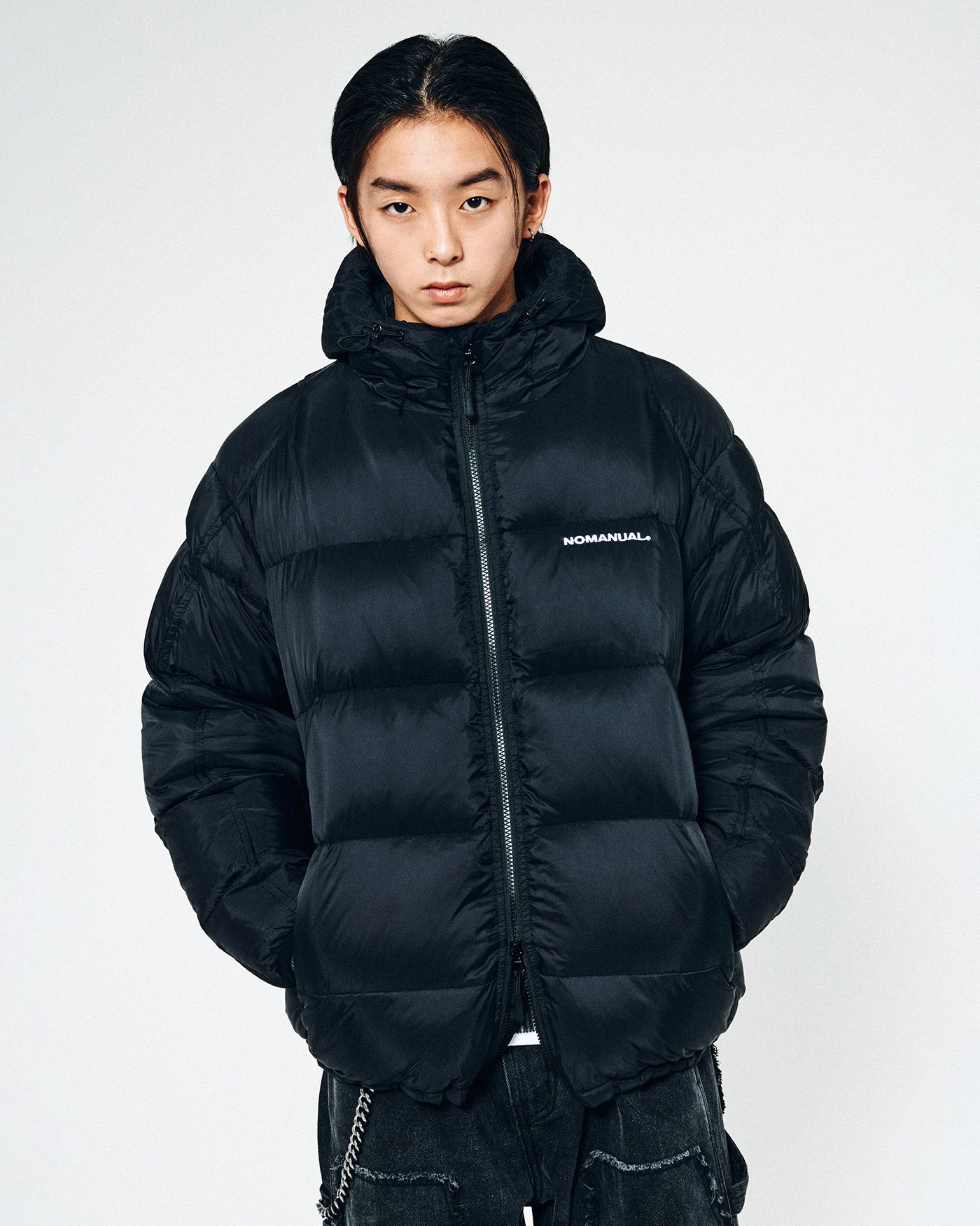 nomanual DIVISION HOODED DUCK DOWNダウン DIVISION HOODED DUCK DOWN - GLOSSY BLACK - nomanual | 60