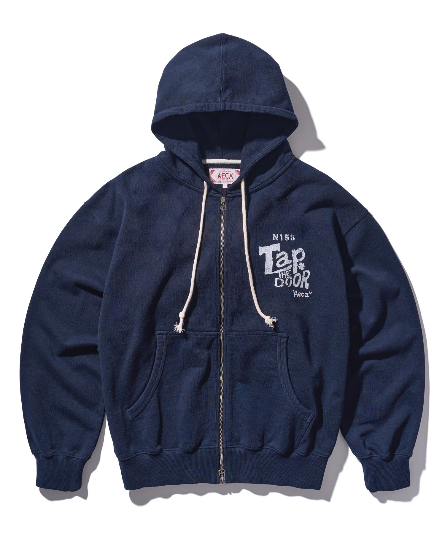 MUSINSA | AECA WHITE TAP THE DOOR ZIP UP HOODIE-NAVY
