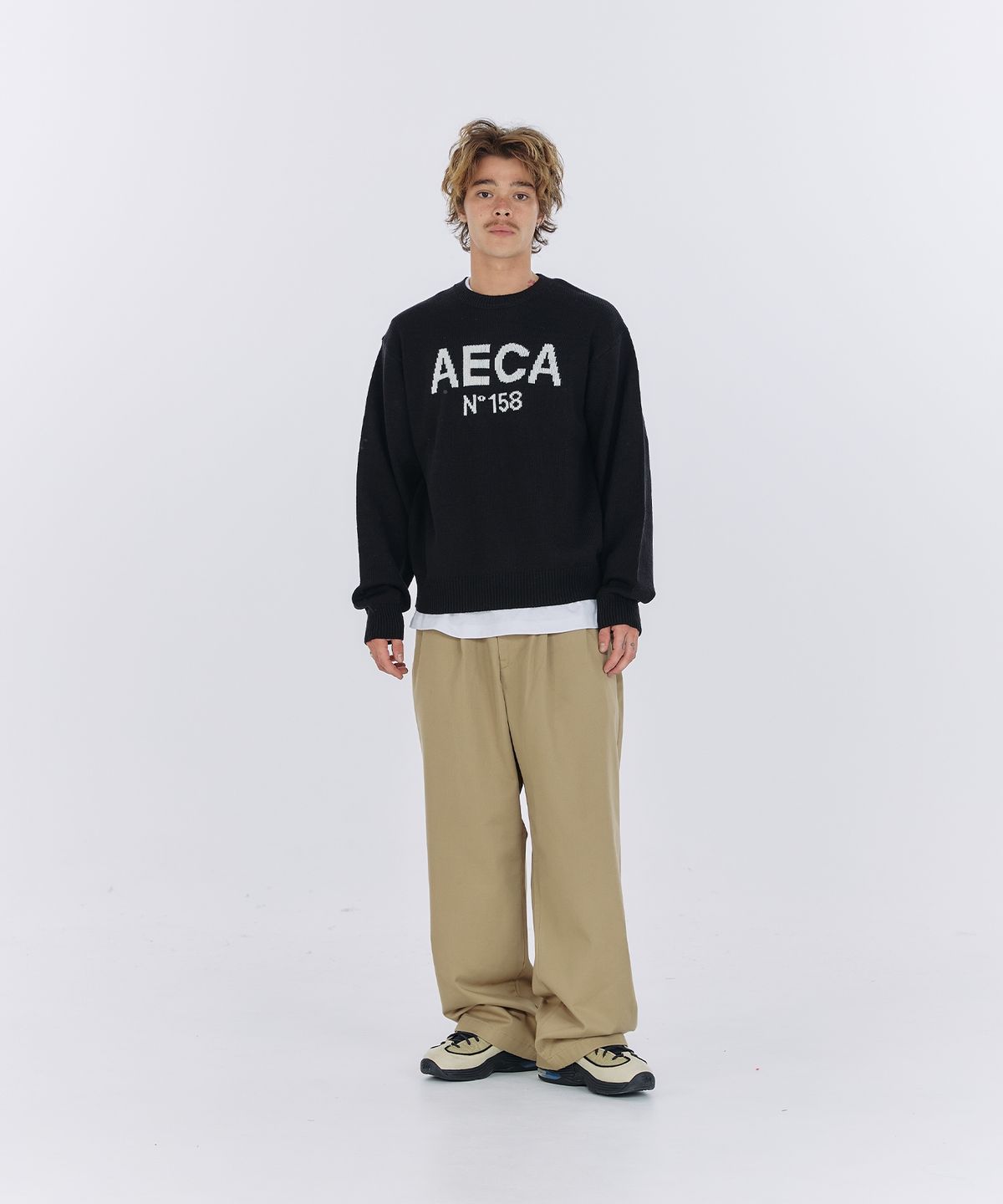 에이카화이트(AECA) AECA BIG LOGO WOOL KNIT-NAVY