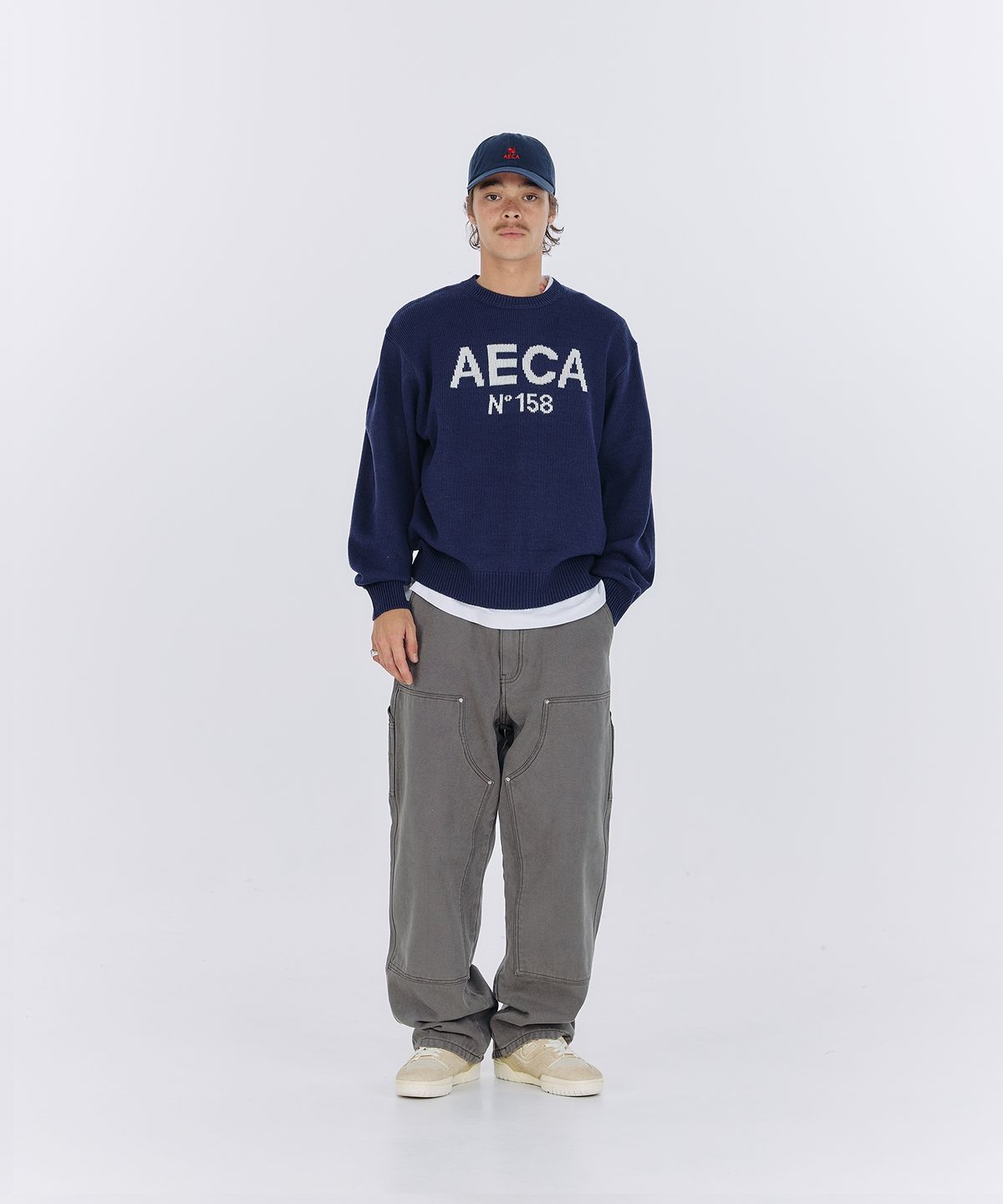 에이카화이트(AECA) AECA BIG LOGO WOOL KNIT-NAVY