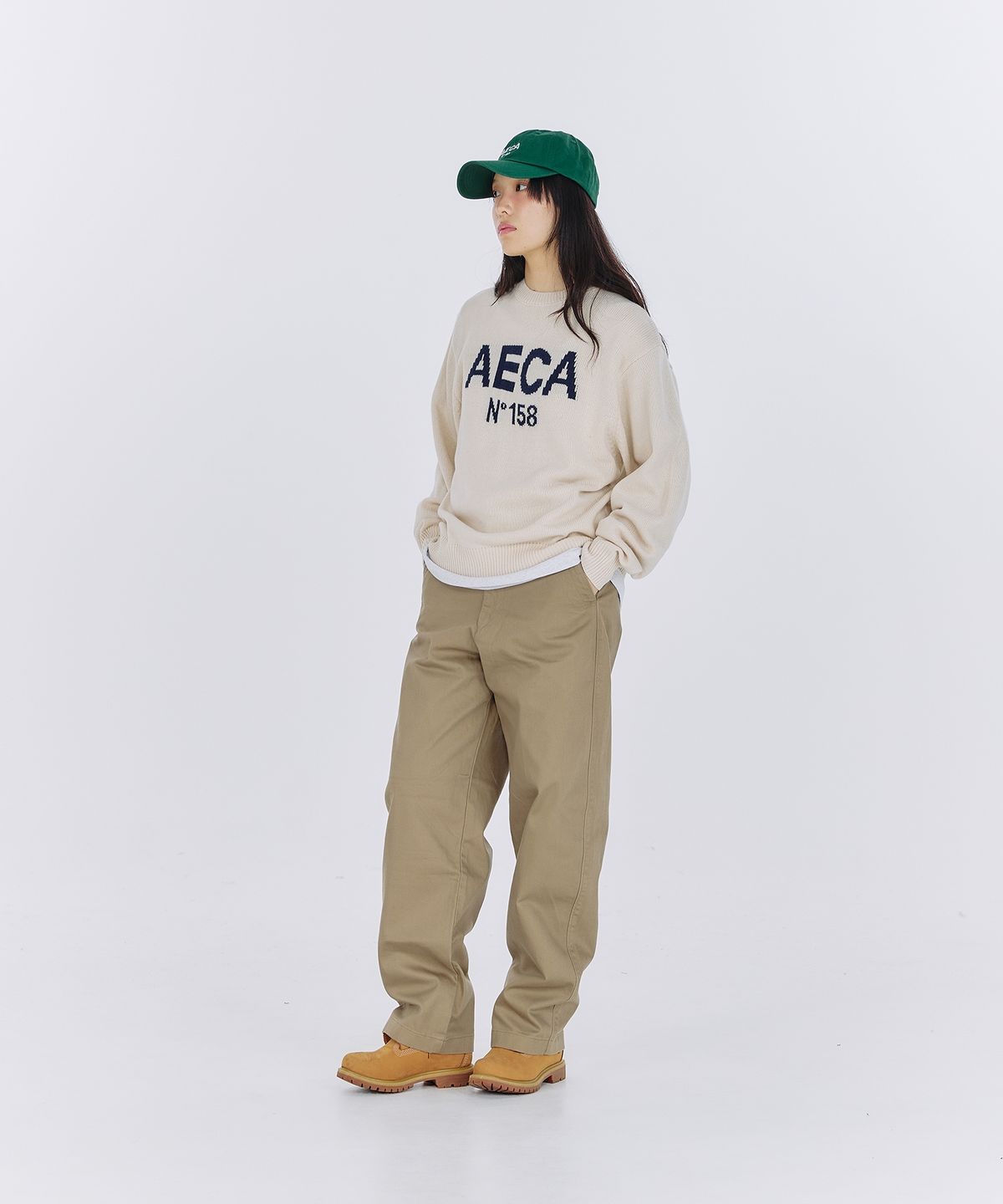 에이카화이트(AECA) AECA BIG LOGO WOOL KNIT-NAVY