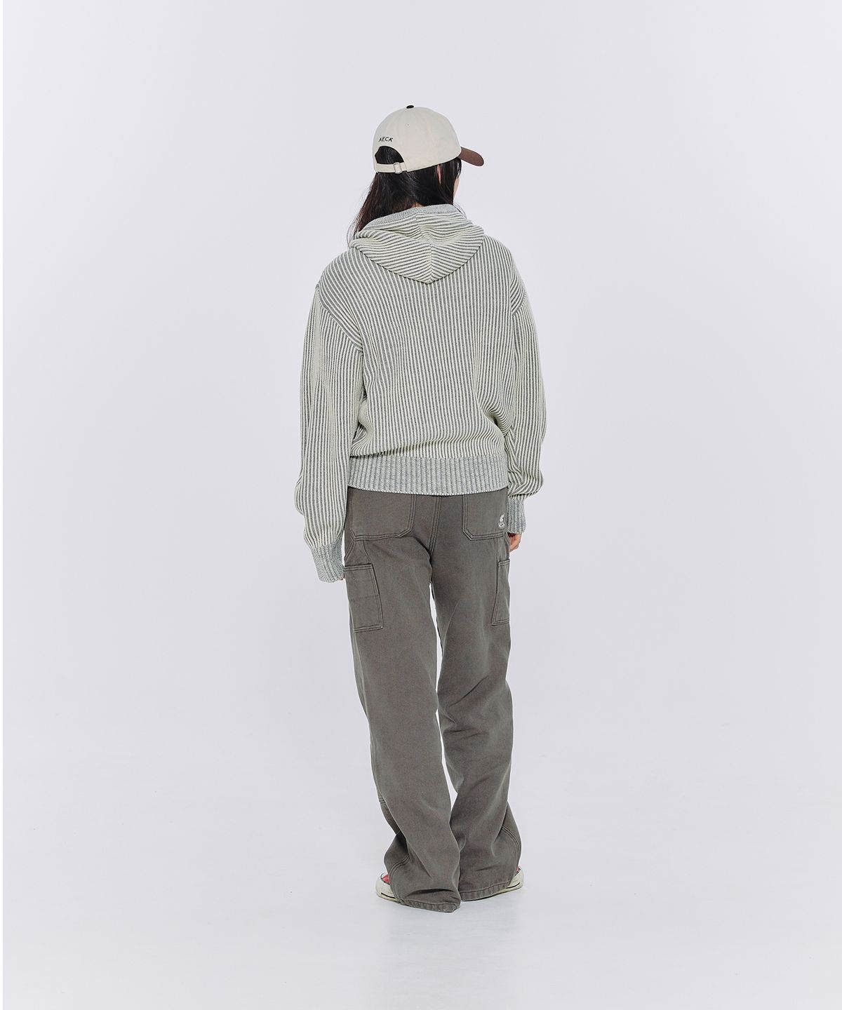 에이카화이트(AECA) MOUNTAIN TWO TONE HOOD KNIT-BROWN