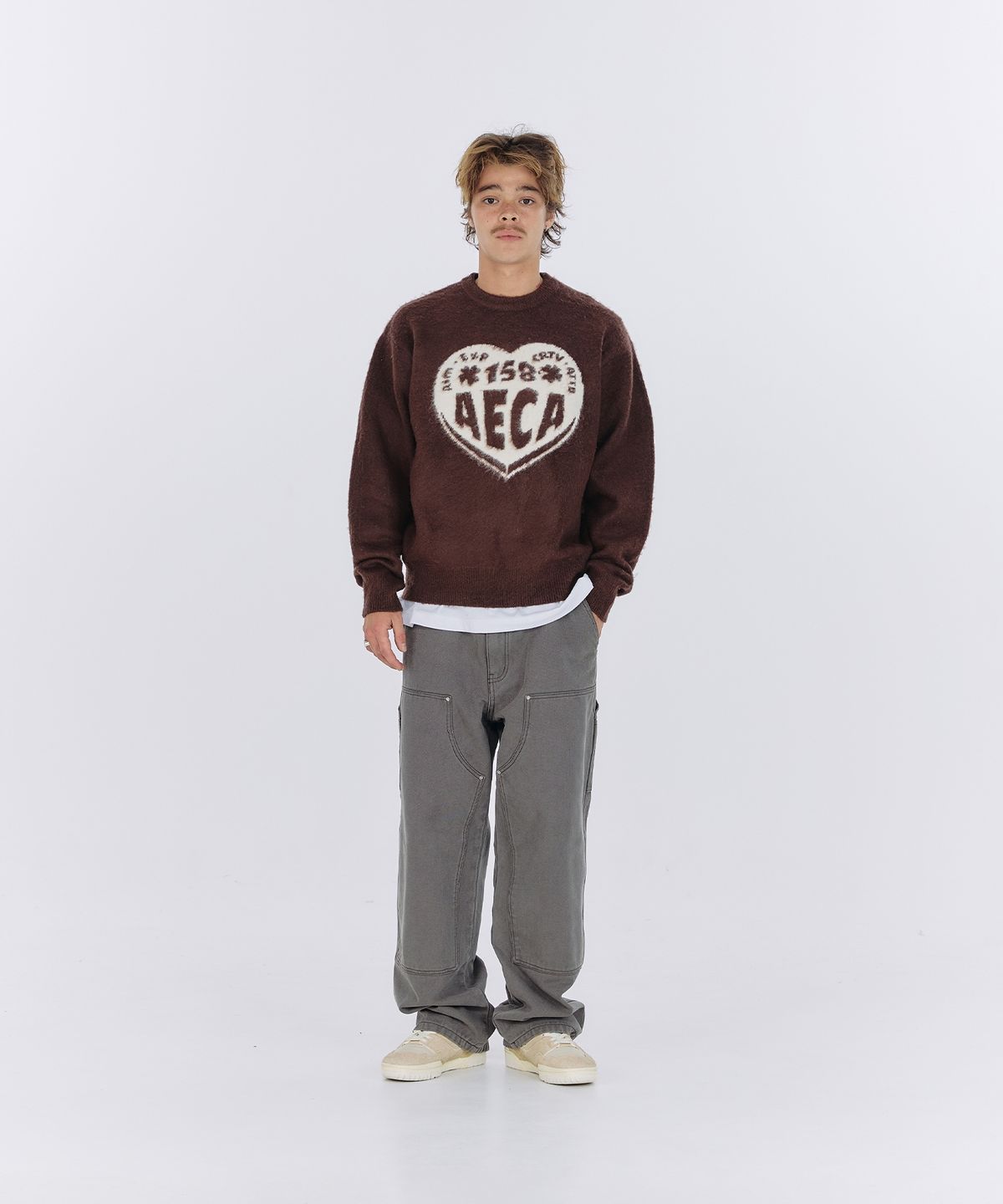 에이카화이트(AECA) AECA LOVE DOODLE KNIT-BROWN
