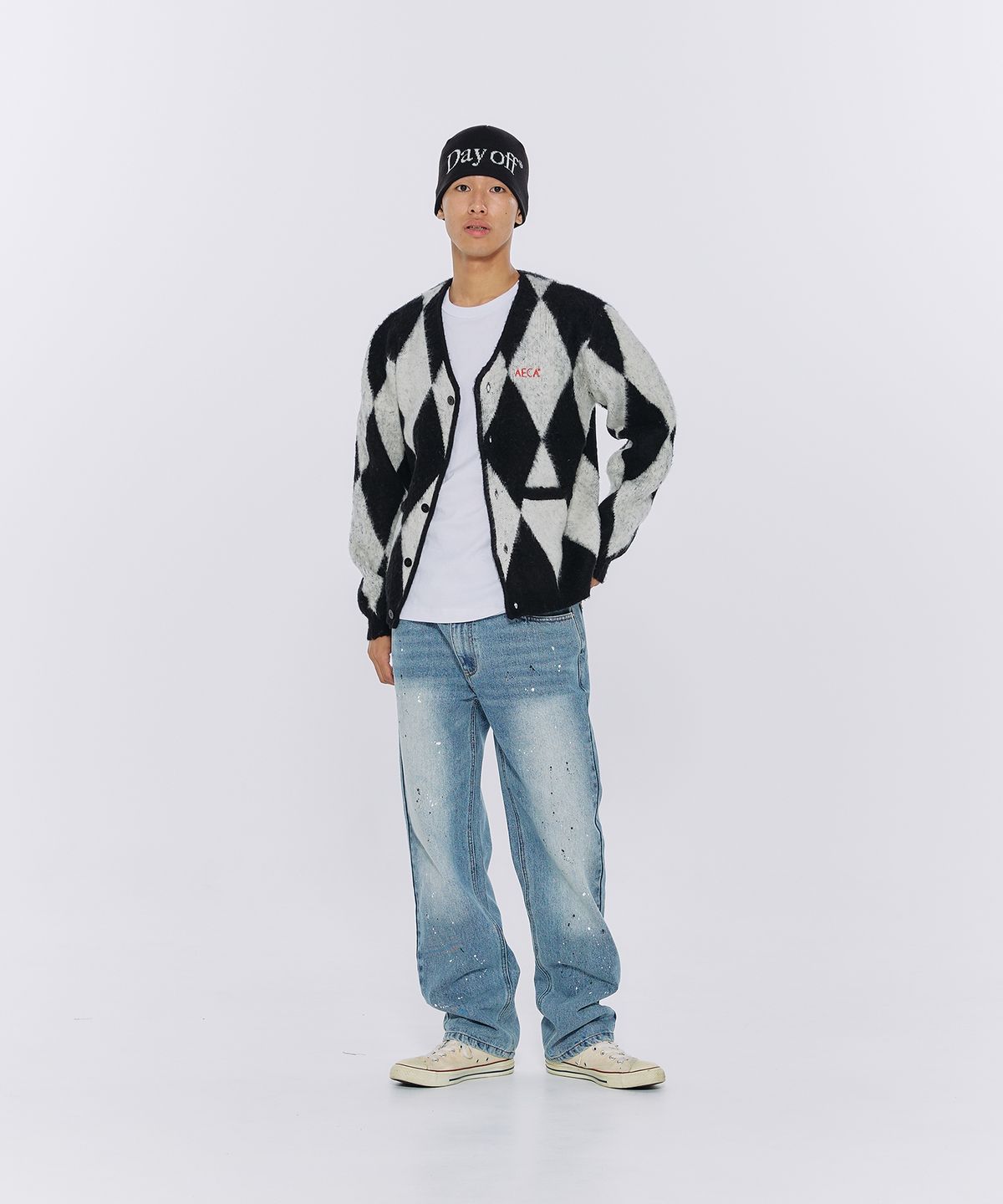 에이카(AECA) ARGYLLE DOODLE CARDIGAN-BLACK