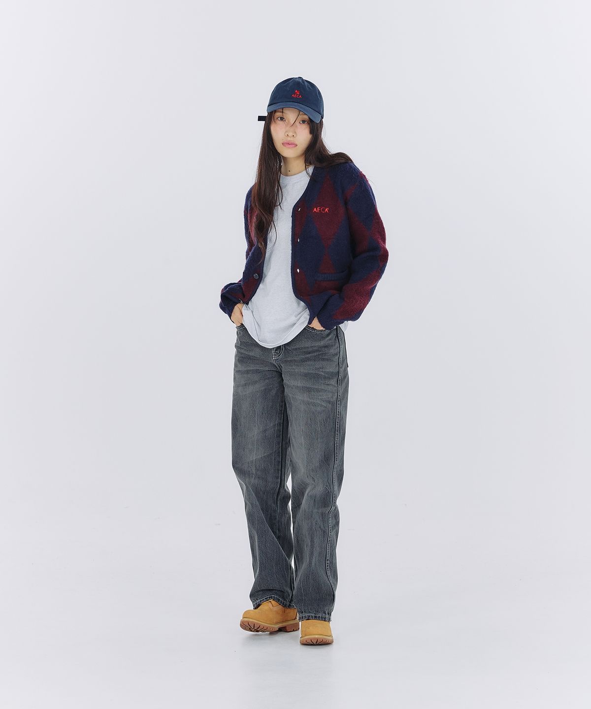 에이카(AECA) ARGYLLE DOODLE CARDIGAN-NAVY