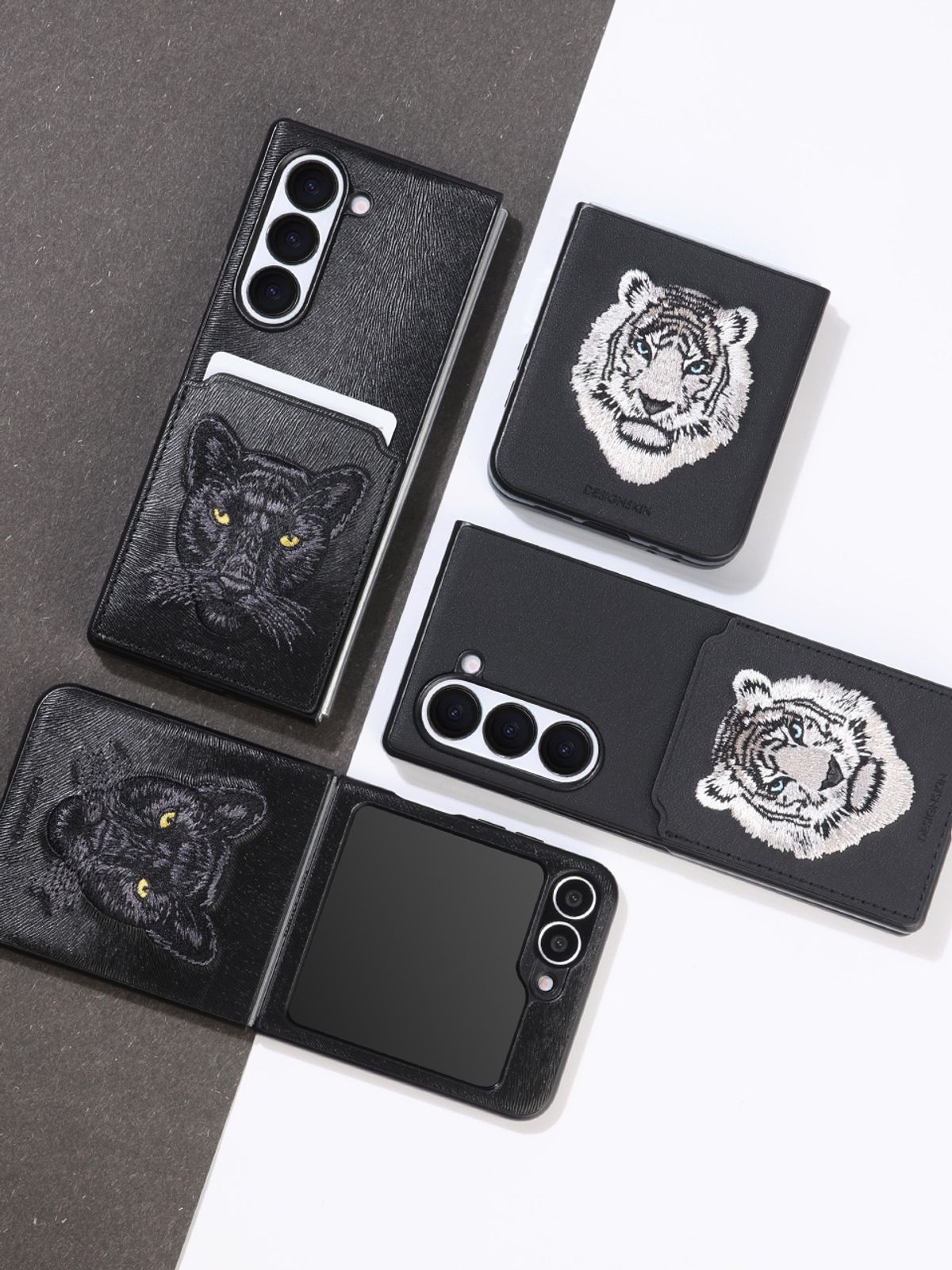 디자인스킨(DESIGNSKIN) 갤럭시Z플립6 프리미엄 자수 비스트 케이스-백호