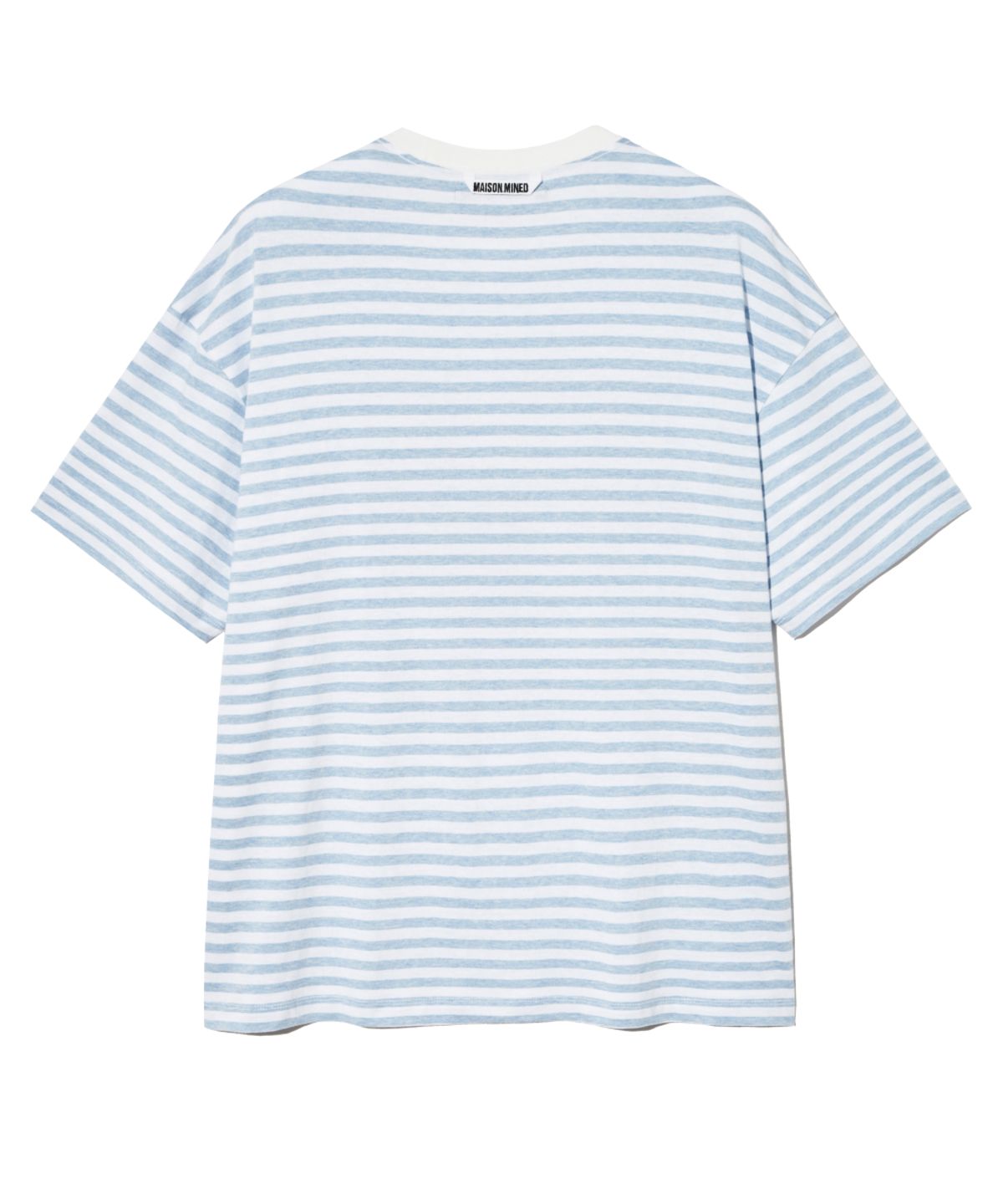 메종미네드(MAISON MINED) DOODLE HEART STRIPE HALF T SKY BLUE