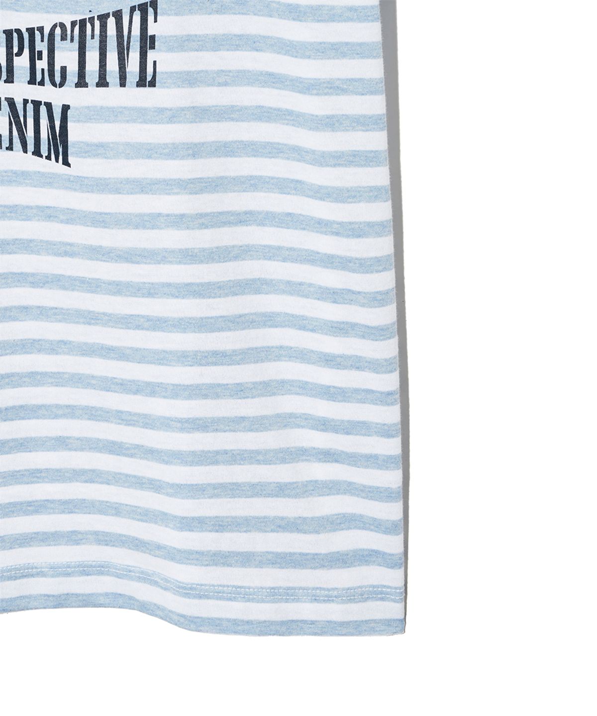 메종미네드(MAISON MINED) DOODLE HEART STRIPE HALF T SKY BLUE