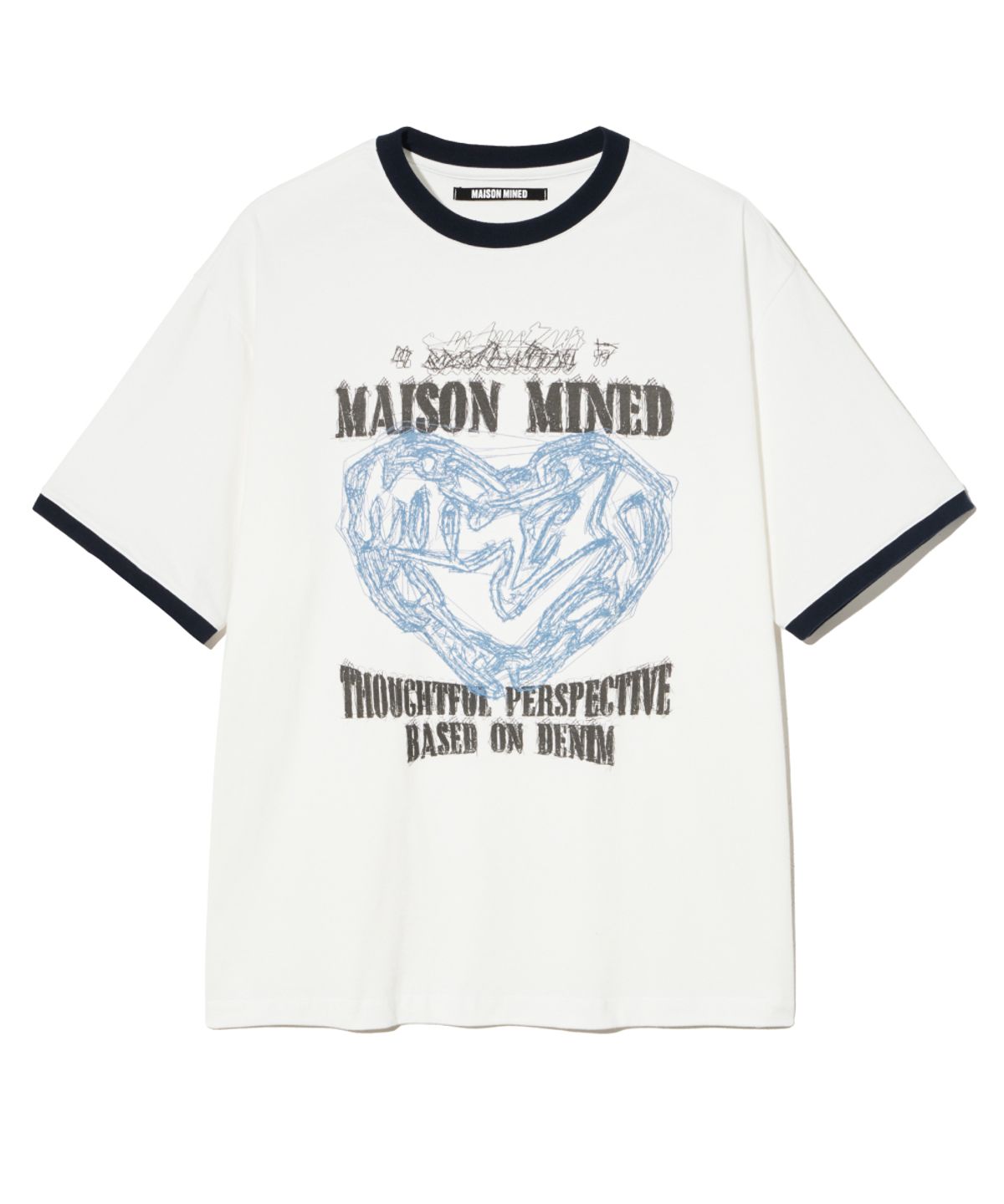 메종미네드(MAISON MINED) DOODLE HEART RINGER HALF T WHITE