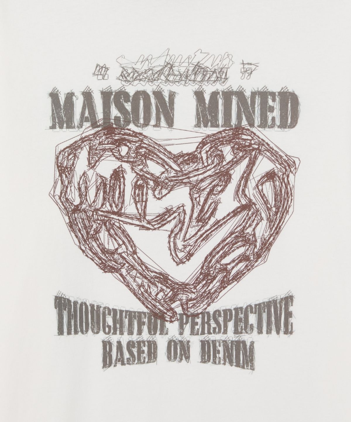 메종미네드(MAISON MINED) DOODLE HEART RINGER HALF T WHITE