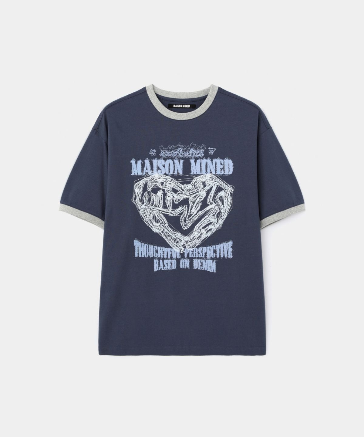 메종미네드(MAISON MINED) DOODLE HEART RINGER HALF T WHITE