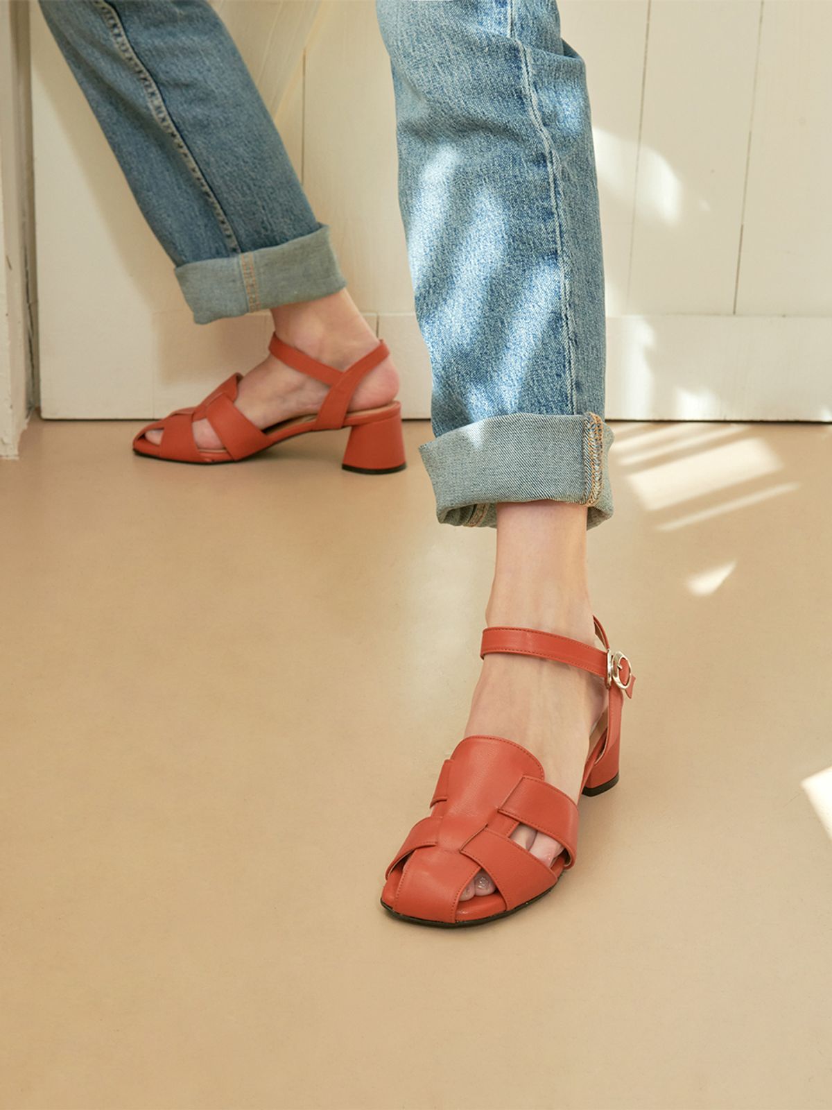에뗄린(ETELIN) Monaco Fisherman Sandals - Orange Brown