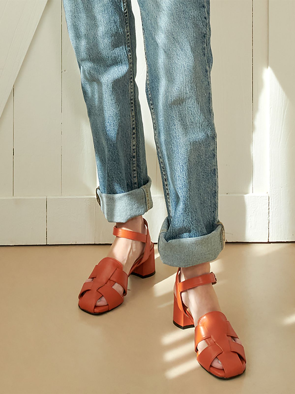 에뗄린(ETELIN) Monaco Fisherman Sandals - Orange Brown