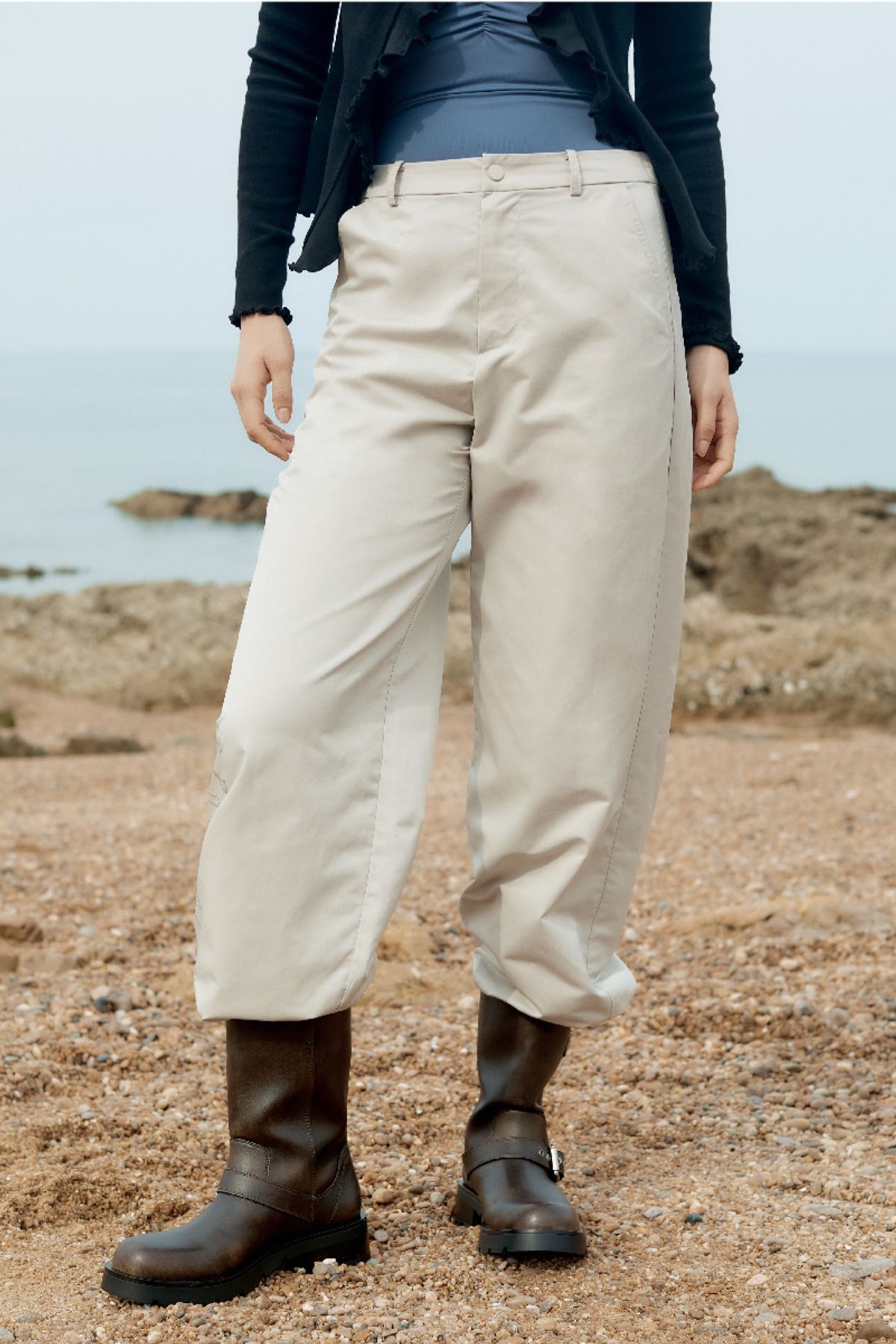 큐피도(KUPIDO) Nylon glam Sports pants _ beige grey