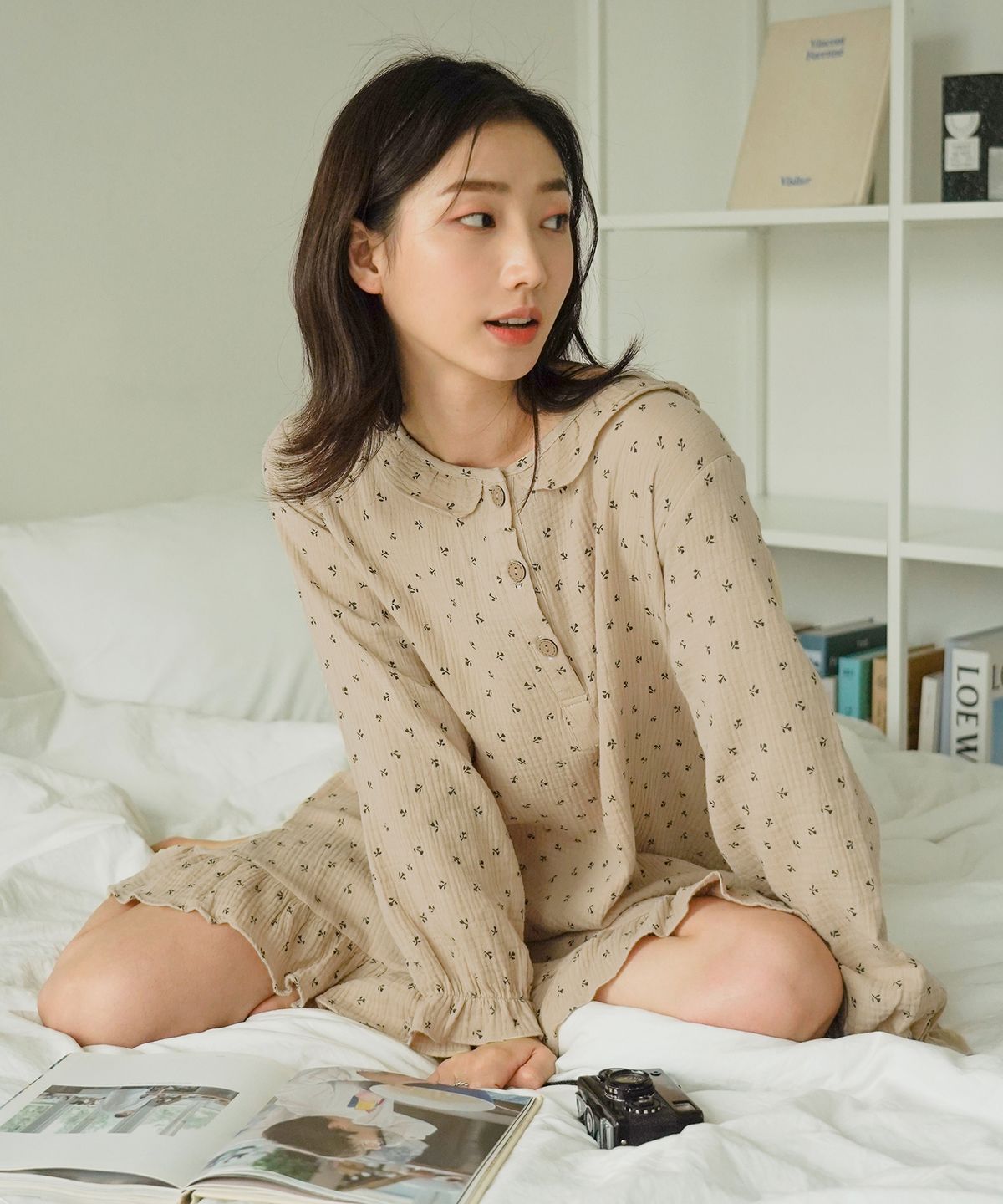 파란(PALAN) 소피아 코튼 프릴 원피스 잠옷