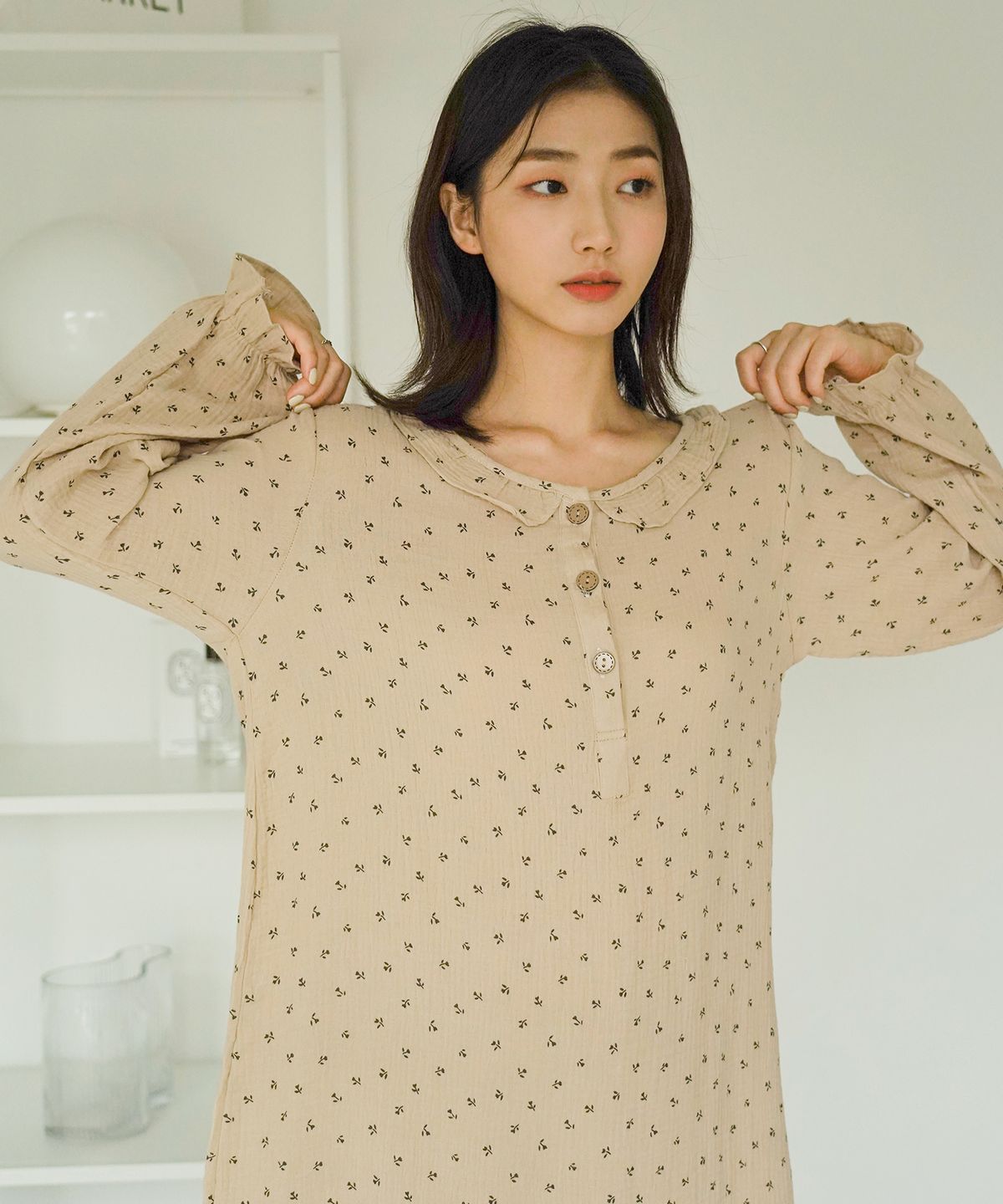 파란(PALAN) 소피아 코튼 프릴 원피스 잠옷