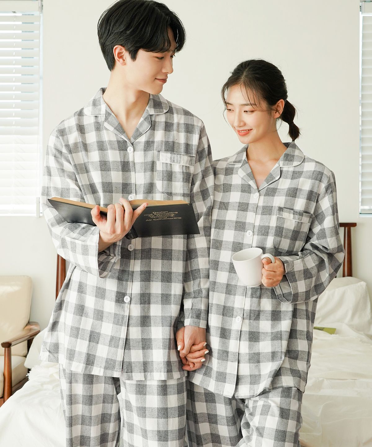 파란(PALAN) 모노빅체크 순면 커플 잠옷세트 홈웨어