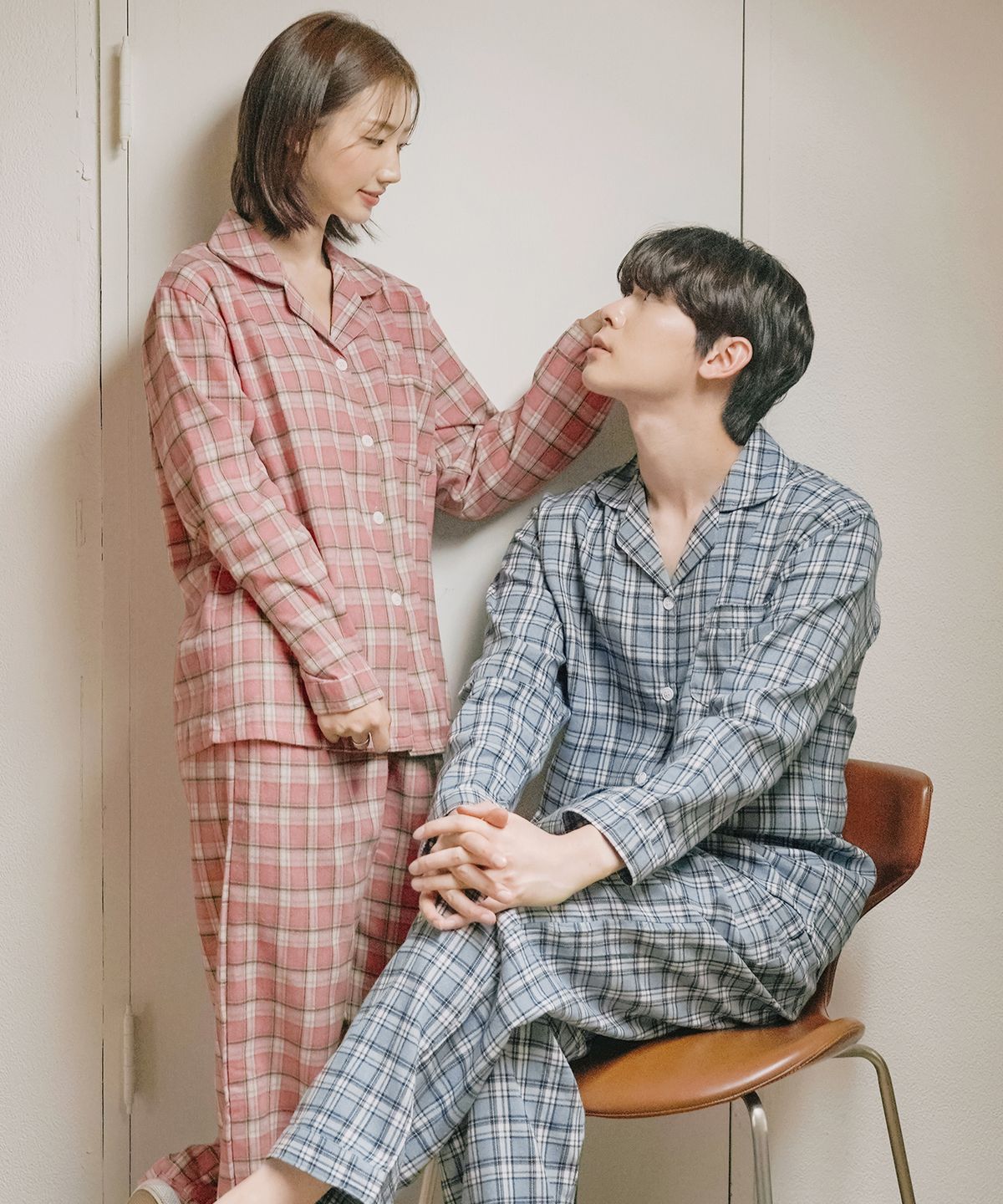 파란(PALAN) 오리온 기모 체크 커플 잠옷세트