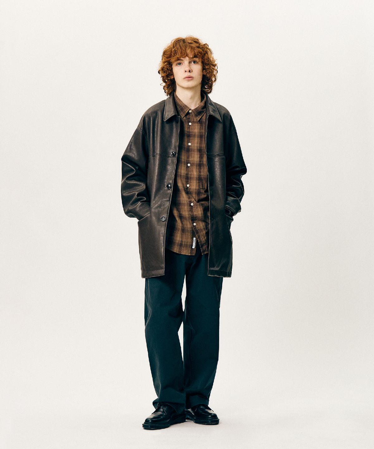 에스피오나지(ESPIONAGE) Wide Officer Pants Ink Black