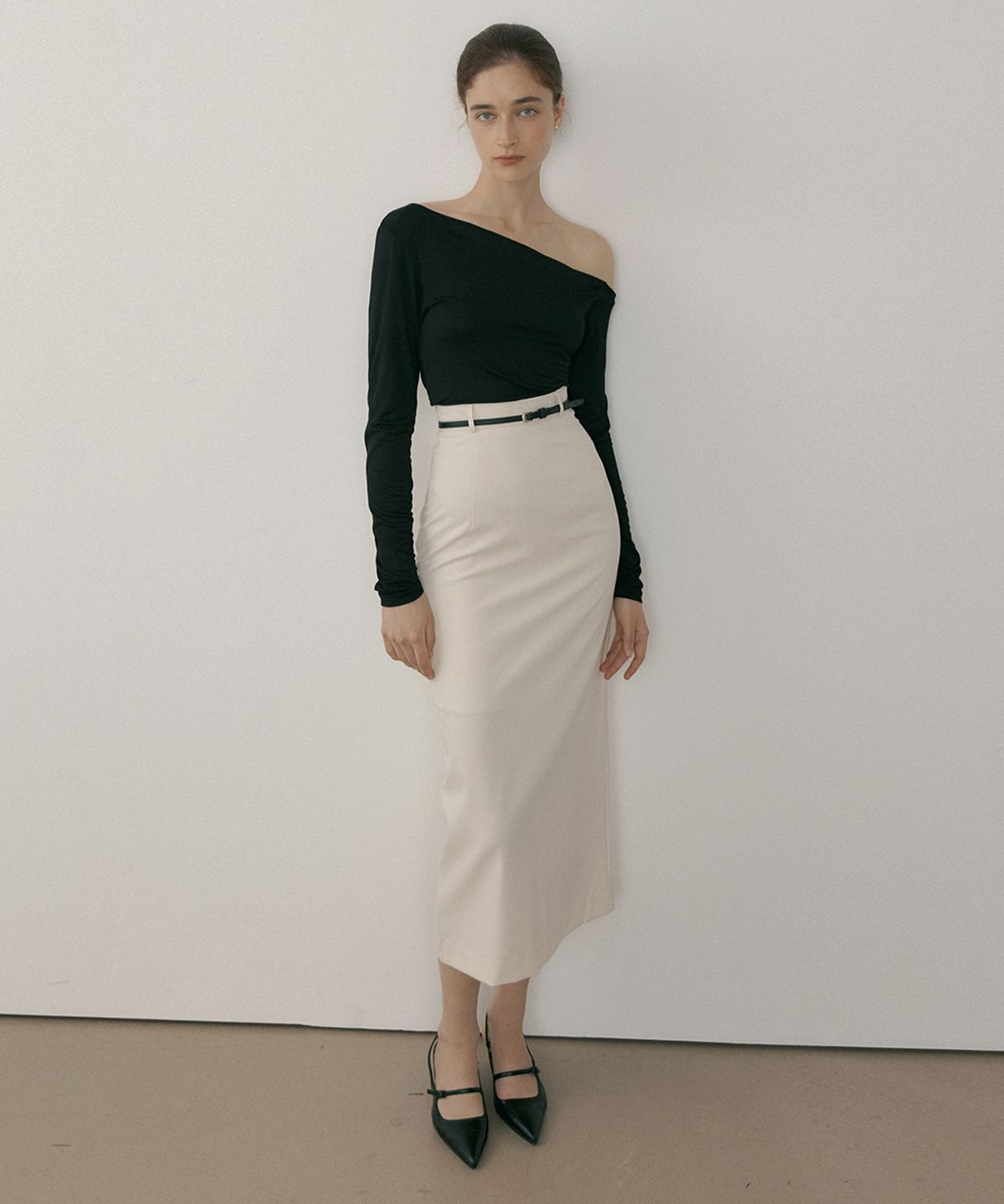 리올그(REORG) MOR CLASSIC MAXI SLIT SKIRT CREAM