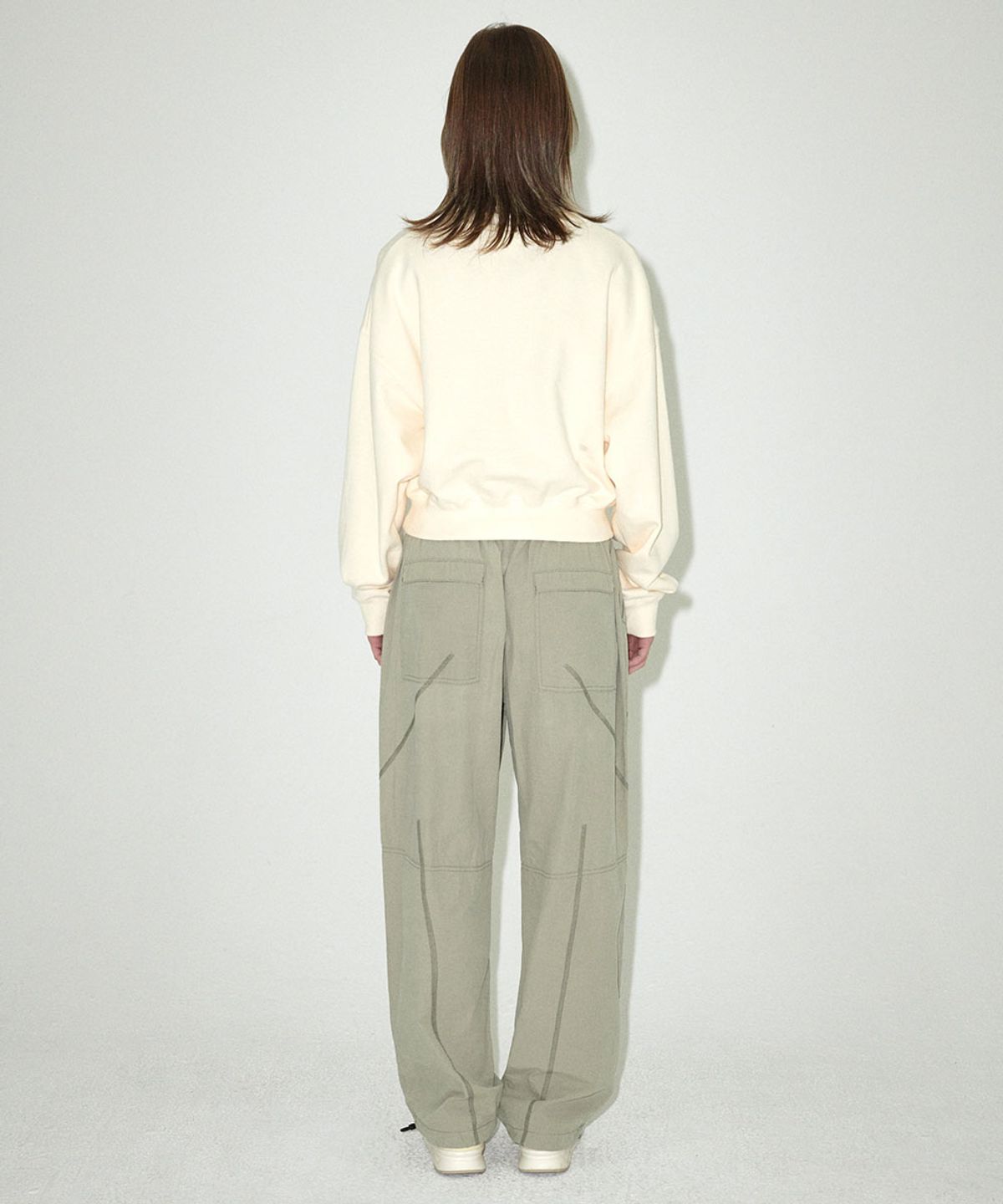 마하그리드(MAHAGRID) COVER STITCH PARACHUTE PANT SAGE(MG2ESMPA11A)