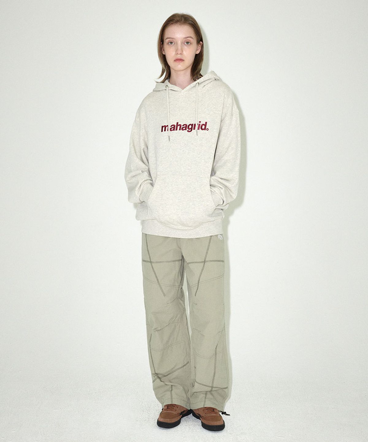 마하그리드(MAHAGRID) COVER STITCH PARACHUTE PANT SAGE(MG2ESMPA11A)