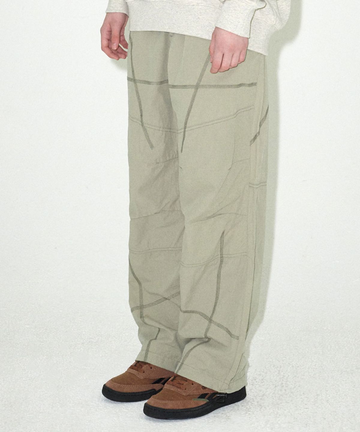 마하그리드(MAHAGRID) COVER STITCH PARACHUTE PANT SAGE(MG2ESMPA11A)