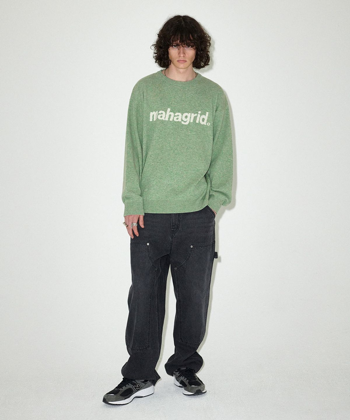 마하그리드(MAHAGRID) BASIC LOGO KNIT SWEATER GREEN(MG2EFMK620A)