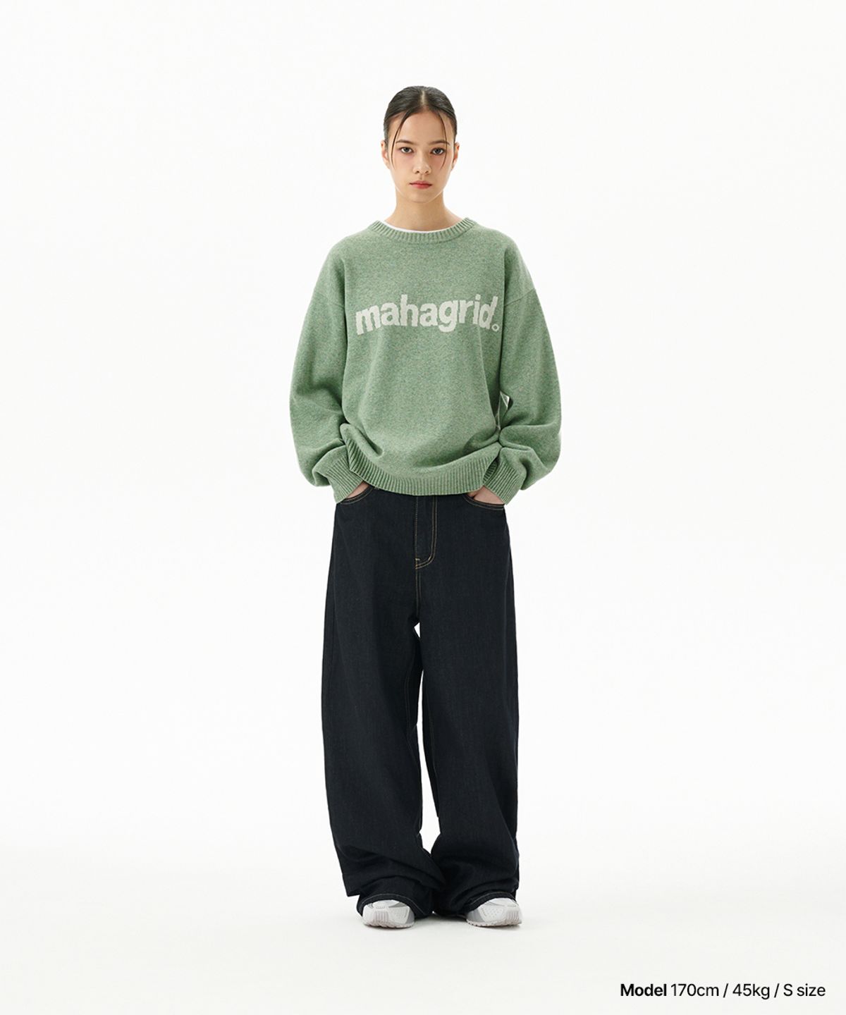 마하그리드(MAHAGRID) BASIC LOGO KNIT SWEATER GREEN(MG2EFMK620A)