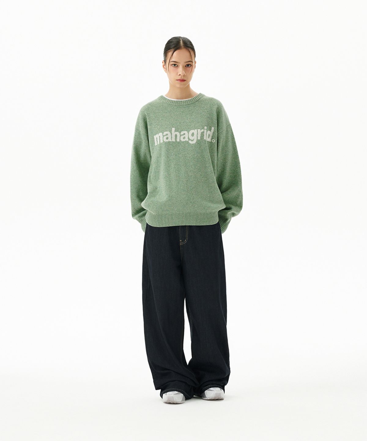마하그리드(MAHAGRID) BASIC LOGO KNIT SWEATER GREEN(MG2EFMK620A)