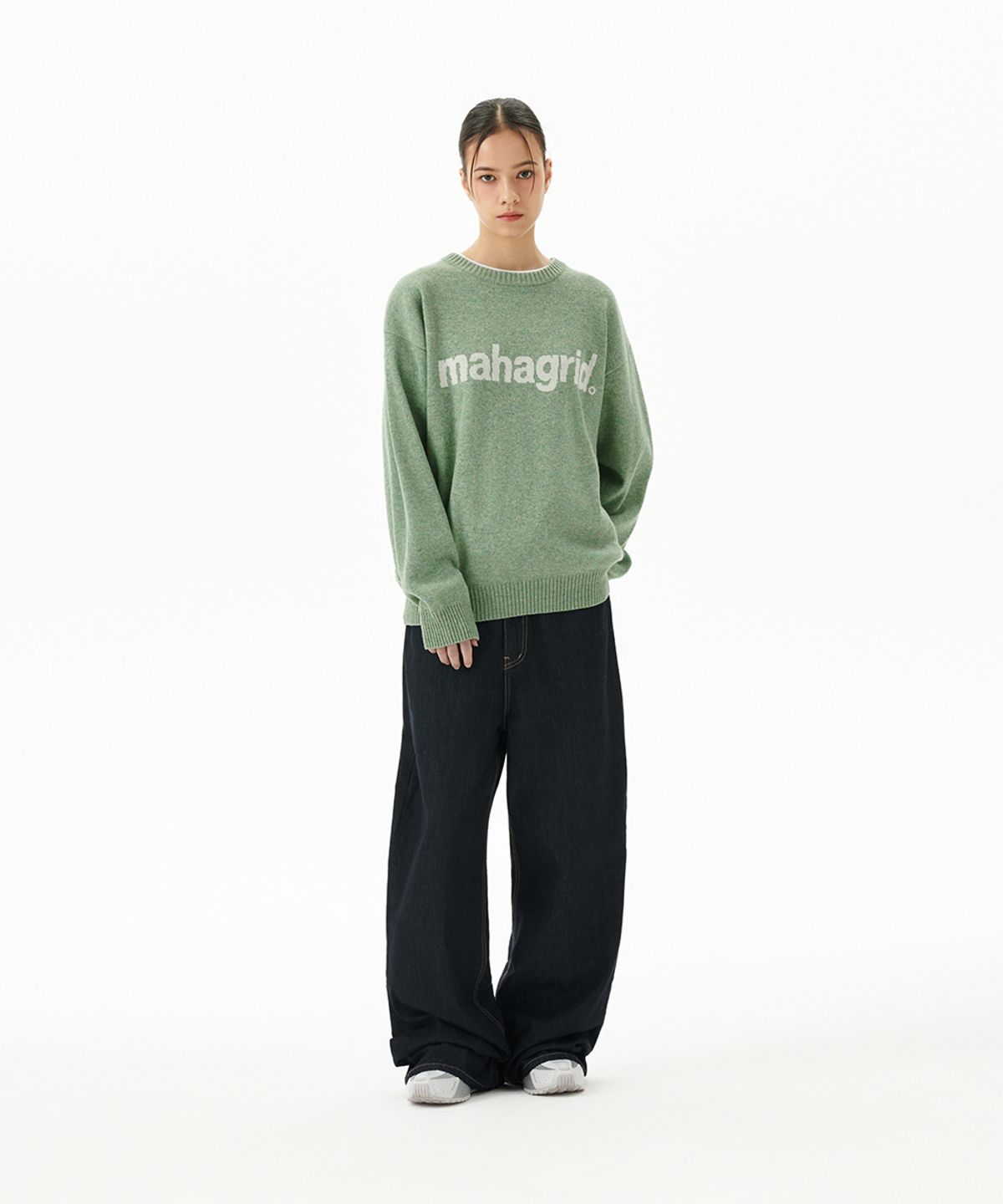 마하그리드(MAHAGRID) BASIC LOGO KNIT SWEATER GREEN(MG2EFMK620A)