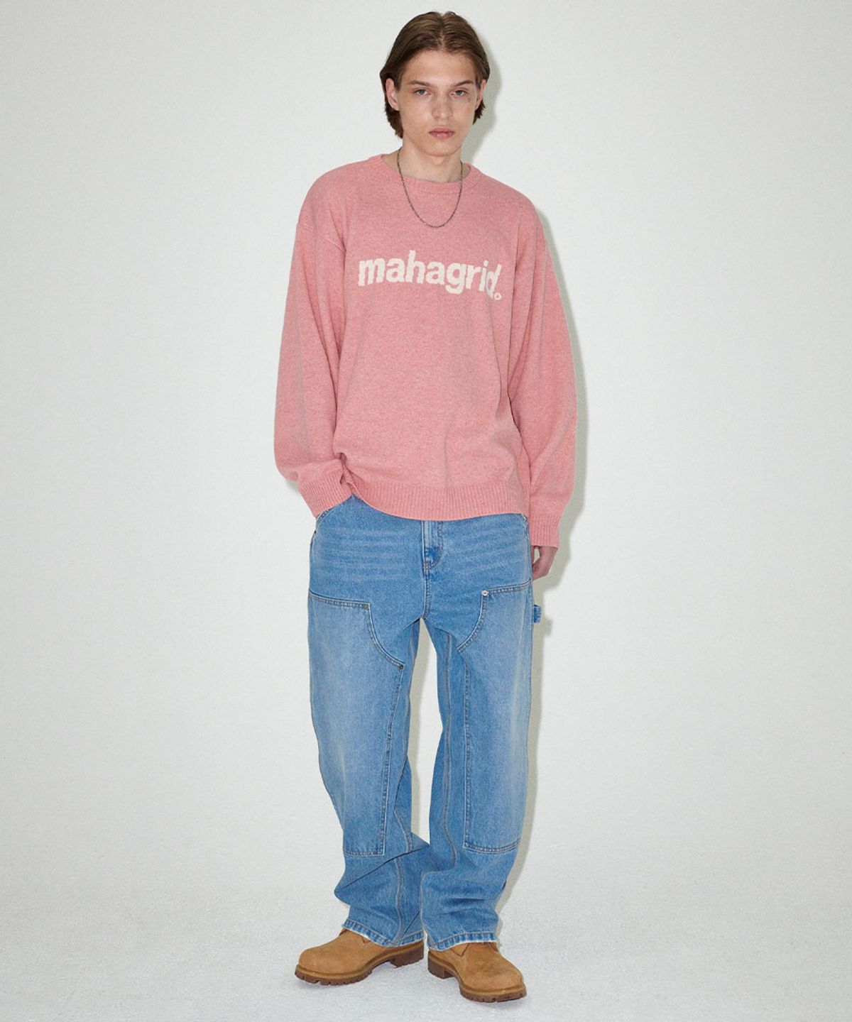 마하그리드(MAHAGRID) BASIC LOGO KNIT SWEATER PINK(MG2EFMK620A)